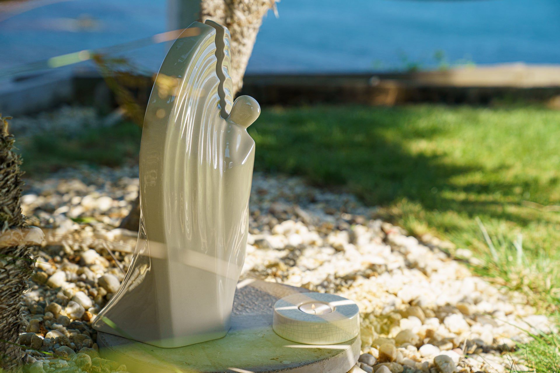 Guardian Handmade Cremation Urn for Ashes - Large | Off-white | Ceramic Urn - Pulvis Art Urns