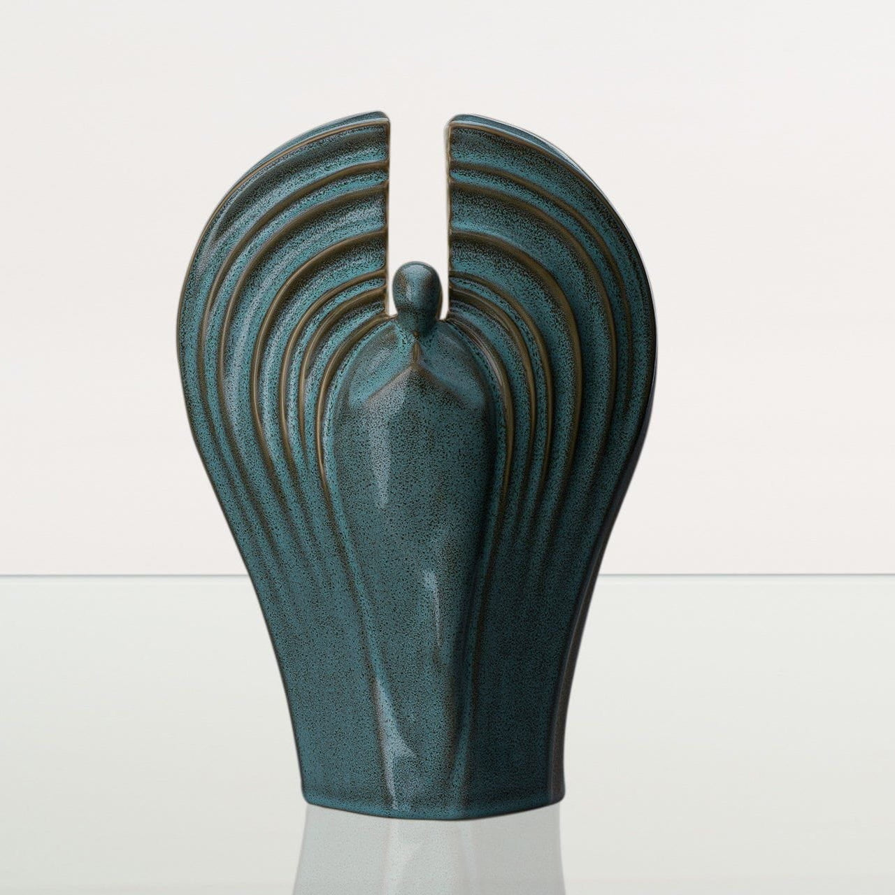 Guardian Handmade Cremation Urn for Ashes - Large Urn | Oily Green Melange - Pulvis Art Urns