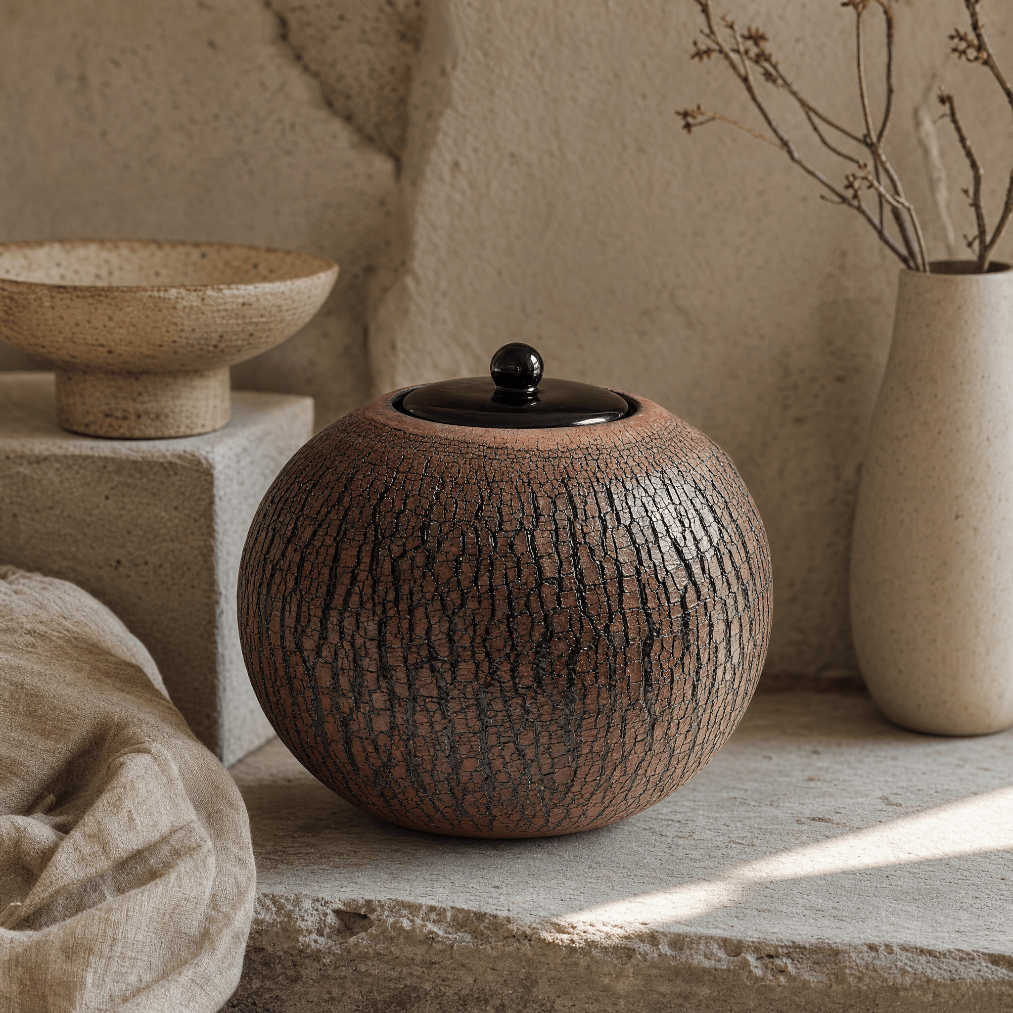 Pulvis Art Urns Adult Size Urn Handmade Cremation Urn "Aurea" - Large | Pottery Wheel Urn