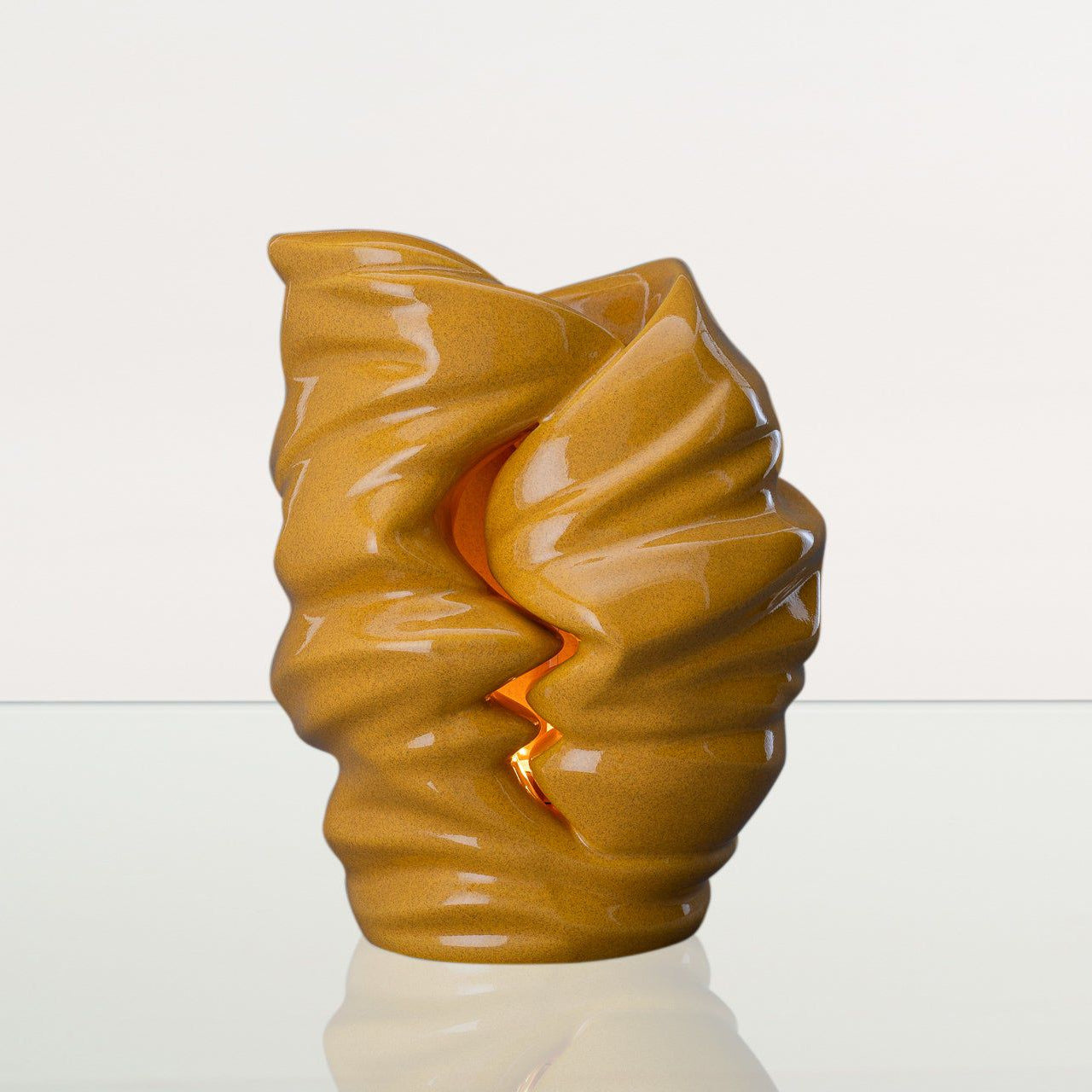 Handmade Cremation Urn for Ashes "Light" - Large | Amber Yellow | Ceramic Art Urn - Pulvis Art Urns