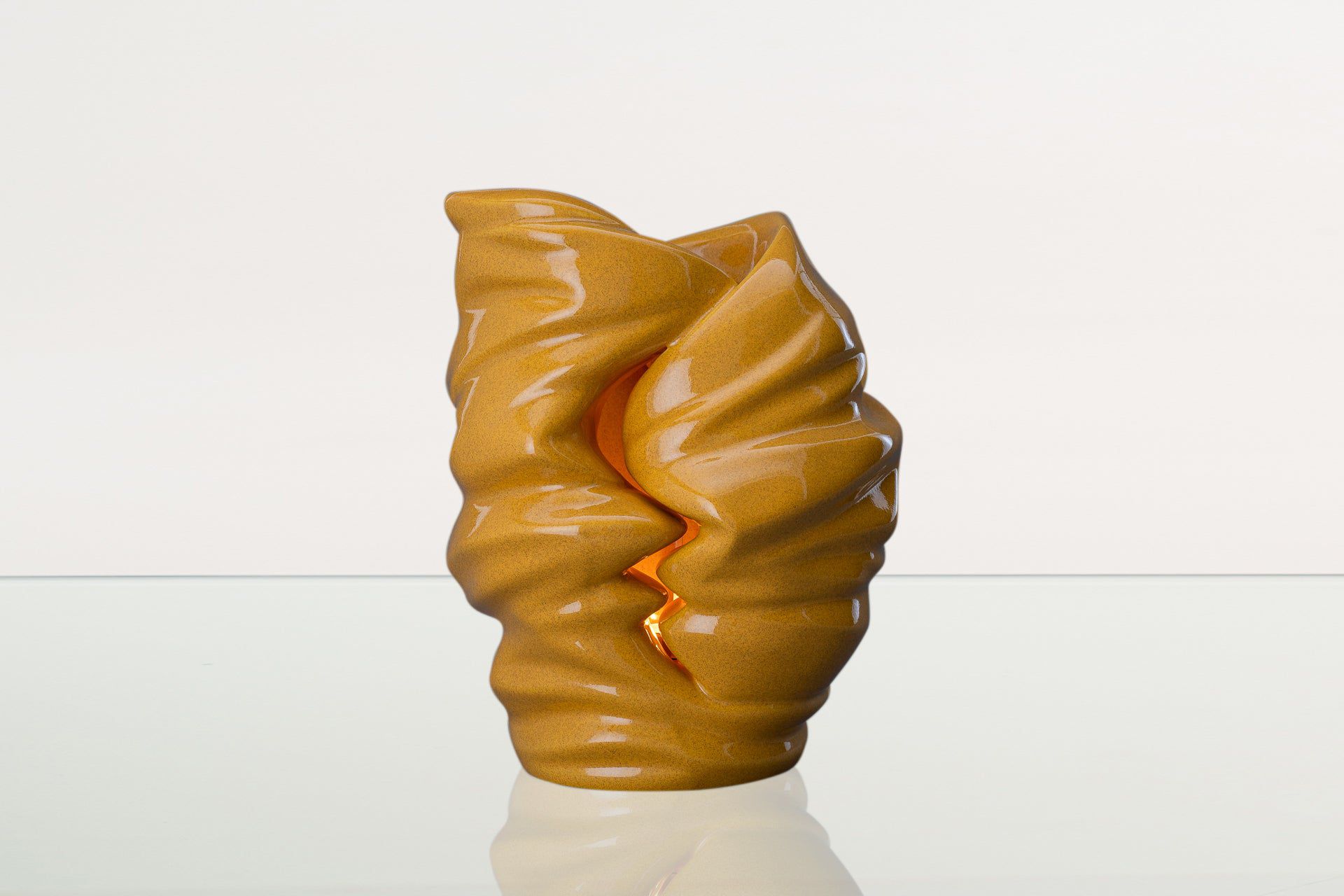 Handmade Cremation Urn for Ashes "Light" - Large | Amber Yellow | Ceramic Art Urn - Pulvis Art Urns