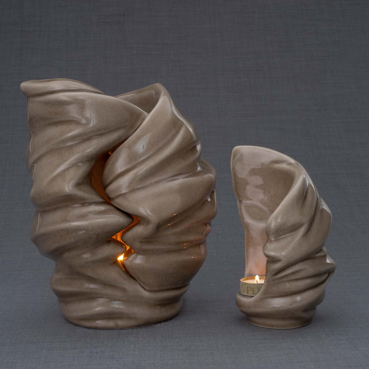 Handmade Cremation Urn for Ashes "Light" - Large | Beige Grey | Ceramic Art Urn - Pulvis Art Urns