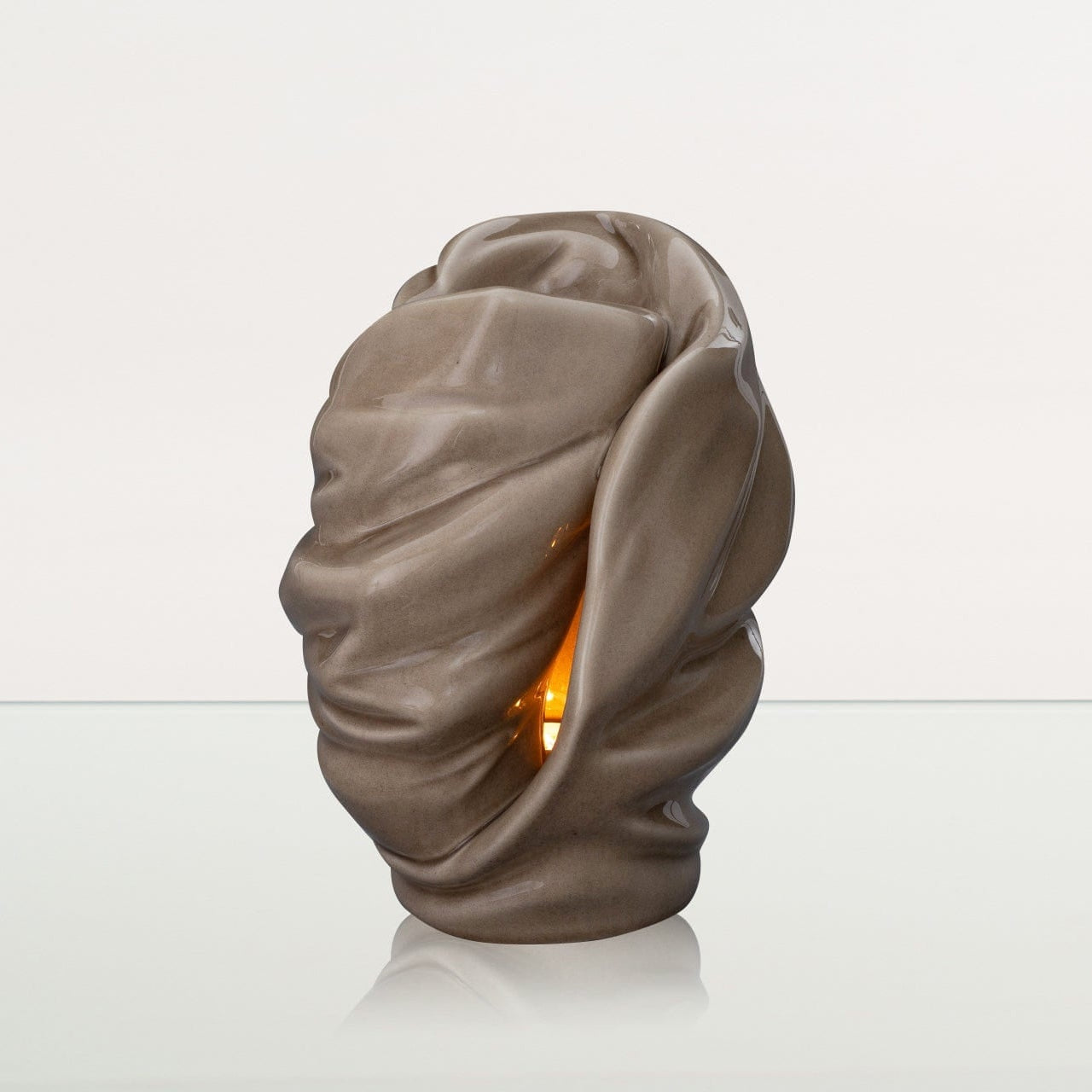 Handmade Cremation Urn for Ashes "Light" - Large | Beige Grey | Ceramic Art Urn - Pulvis Art Urns