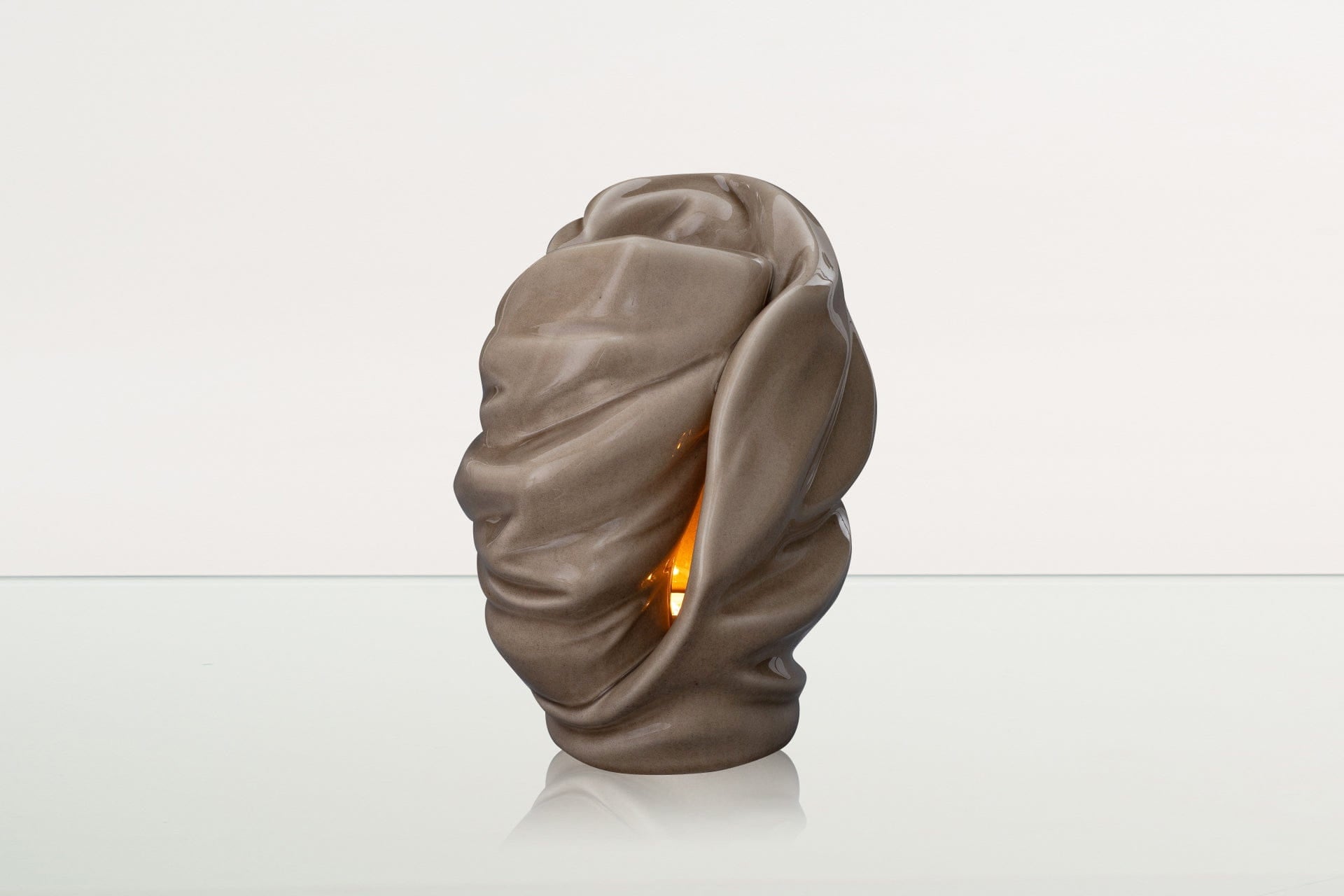 Handmade Cremation Urn for Ashes "Light" - Large | Beige Grey | Ceramic Art Urn - Pulvis Art Urns