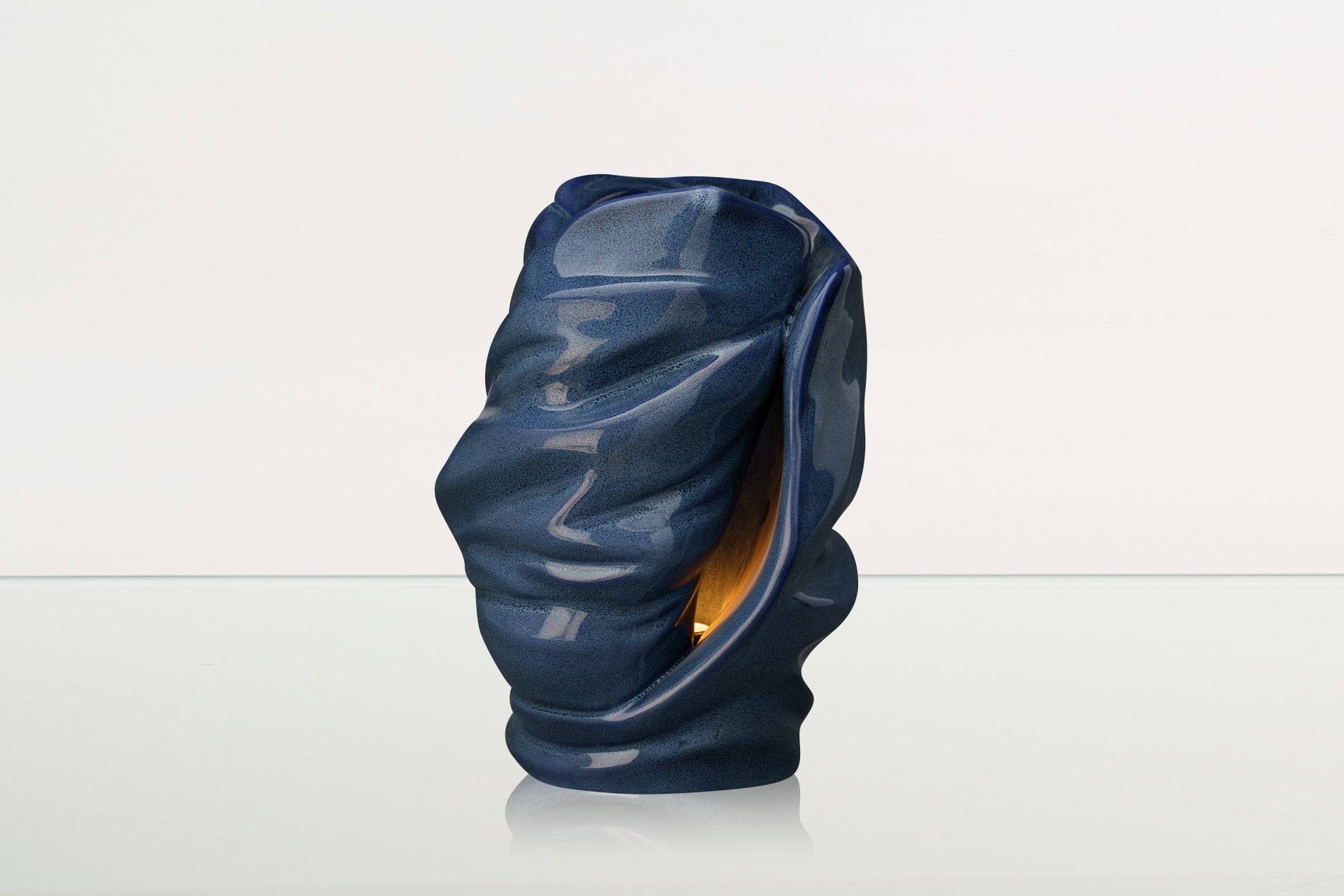 Handmade Cremation Urn for Ashes "Light" - Large | Blue Melange | Ceramic Urn - Pulvis Art Urns