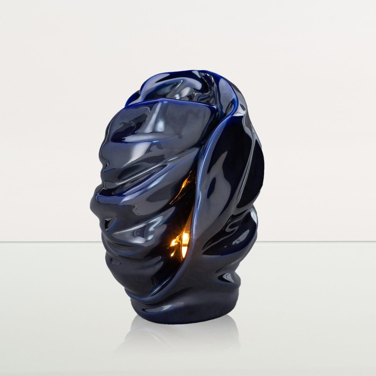 Handmade Cremation Urn for Ashes "Light" - Large | Cobalt Metallic | Ceramic Urn - Pulvis Art Urns