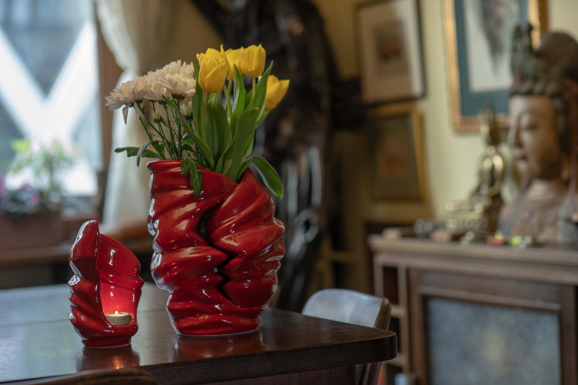 Handmade Cremation Urn for Ashes "Light" - Large | Red | Ceramic Art Urn - Pulvis Art Urns