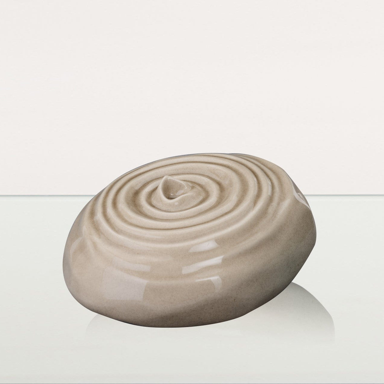 Handmade Cremation Urn for Ashes "Resonance" - Large Urn | Beige Grey | Ceramic - Pulvis Art Urns