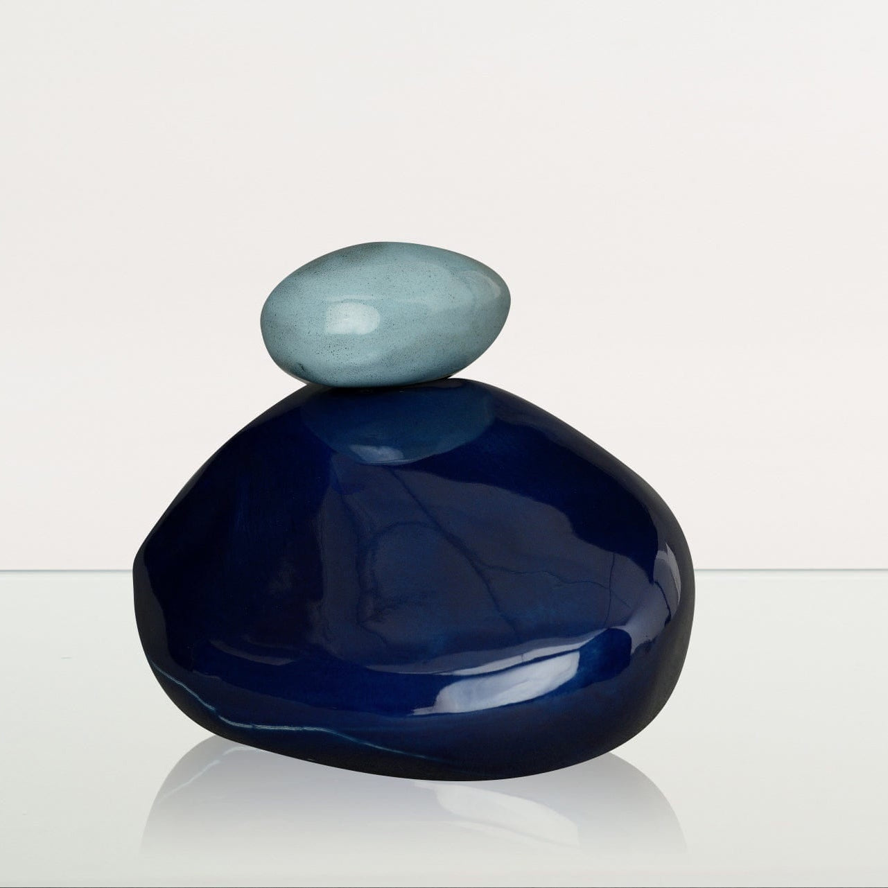 Handmade Cremation Urn for Ashes "Stone" - Large Urn | Cobalt Metallic | Ceramic - Pulvis Art Urns