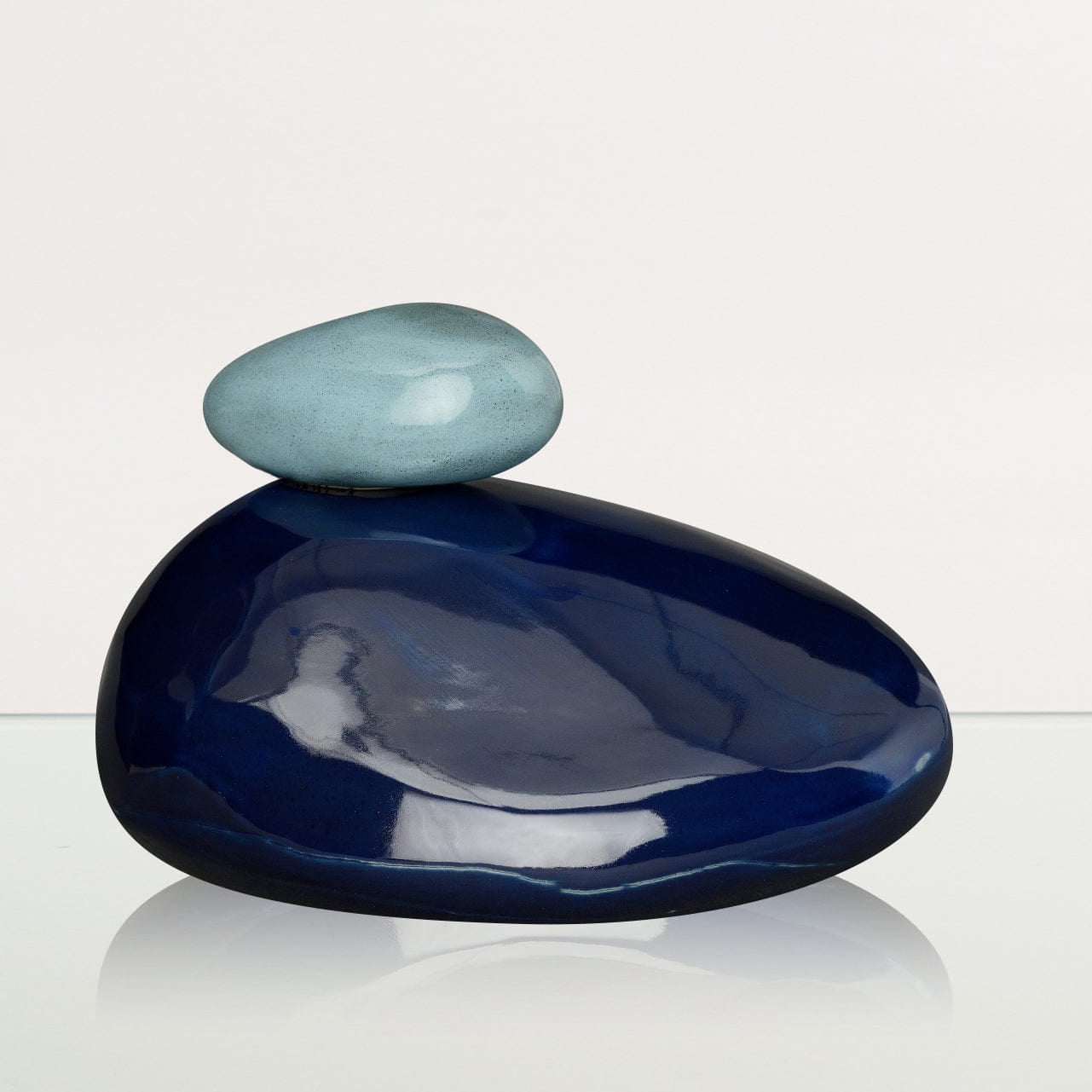 Handmade Cremation Urn for Ashes "Stone" - Large Urn | Cobalt Metallic | Ceramic - Pulvis Art Urns