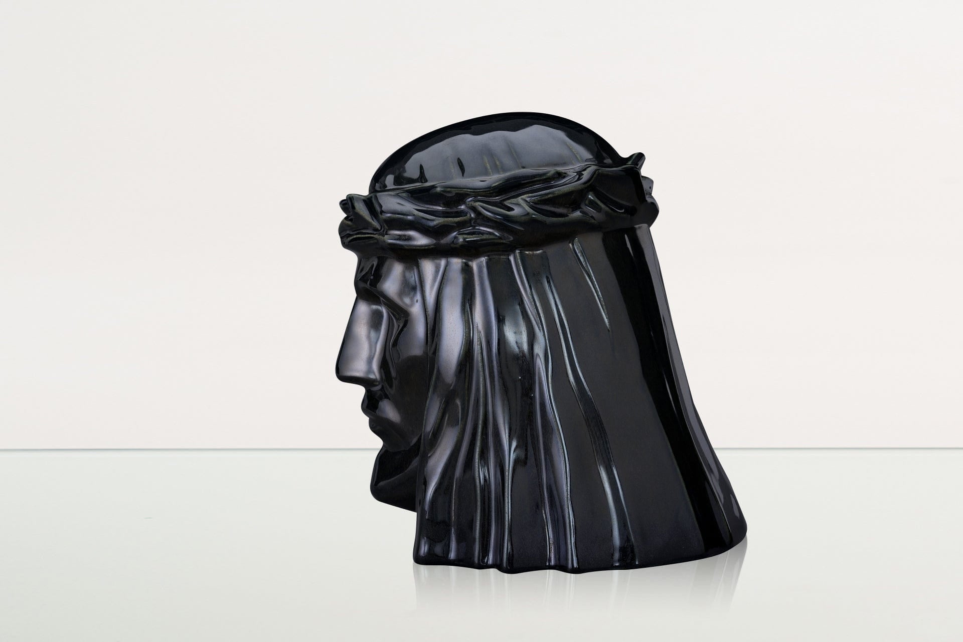 Pulvis Art Urns Adult Size Urn Handmade Cremation Urn for Ashes "The Christ" - Large | Black Gloss | Ceramic Urn