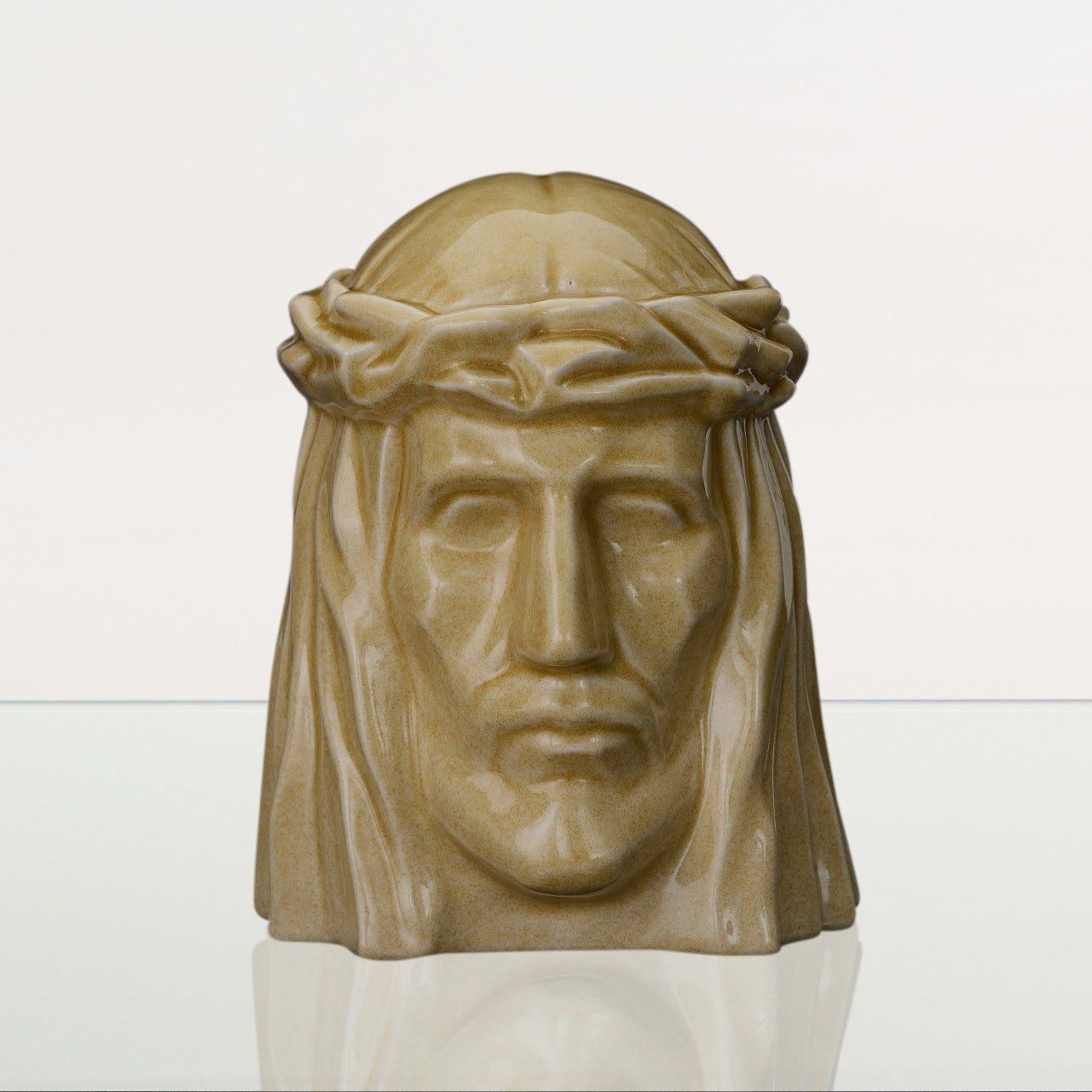 Handmade Cremation Urn for Ashes "The Christ" - Large | Light Sand | Ceramic Urn - Pulvis Art Urns