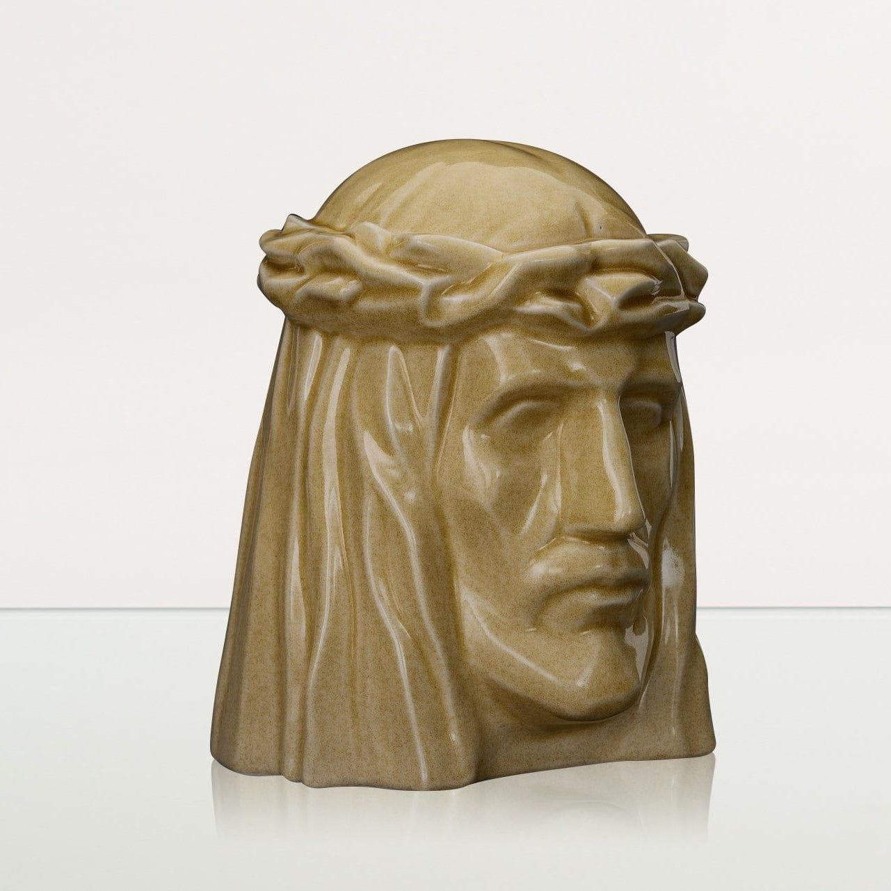 Handmade Cremation Urn for Ashes "The Christ" - Large | Light Sand | Ceramic Urn - Pulvis Art Urns