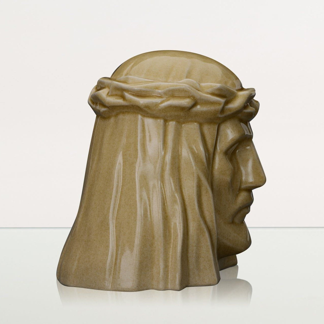 Handmade Cremation Urn for Ashes "The Christ" - Large | Light Sand | Ceramic Urn - Pulvis Art Urns