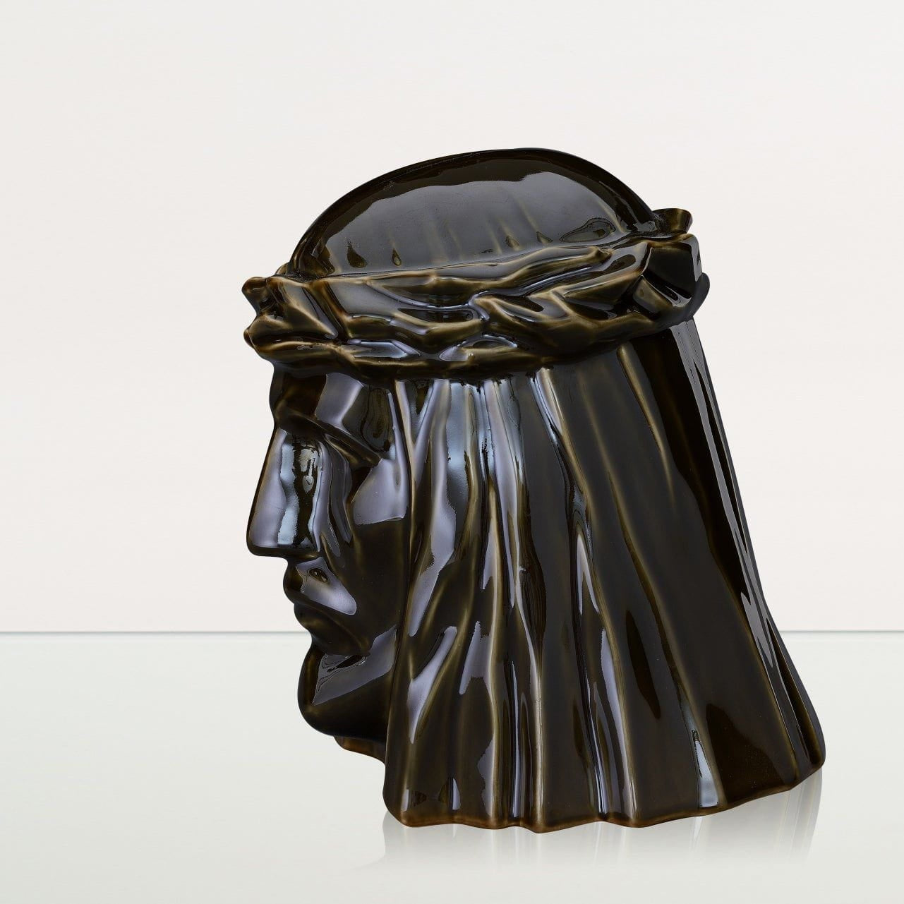 Handmade Cremation Urn for Ashes "The Christ" - Large | Oily Green | Ceramic Urn - Pulvis Art Urns