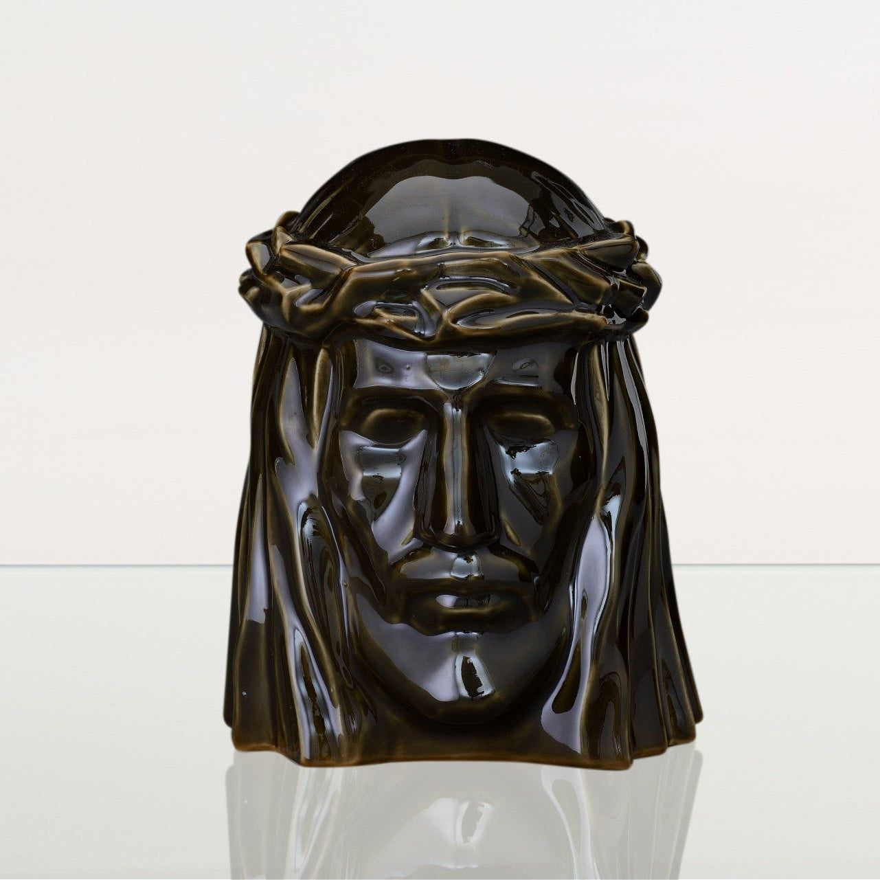 Handmade Cremation Urn for Ashes "The Christ" - Large | Oily Green | Ceramic Urn - Pulvis Art Urns