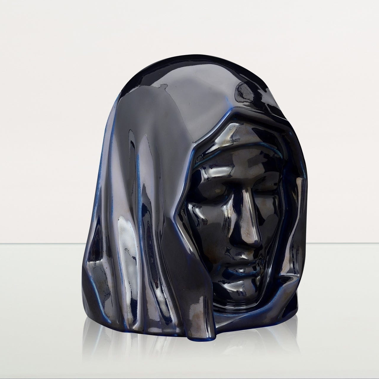 Handmade Cremation Urn for Ashes "The Holy Mother" - Large | Cobalt Metallic | Ceramic - Pulvis Art Urns