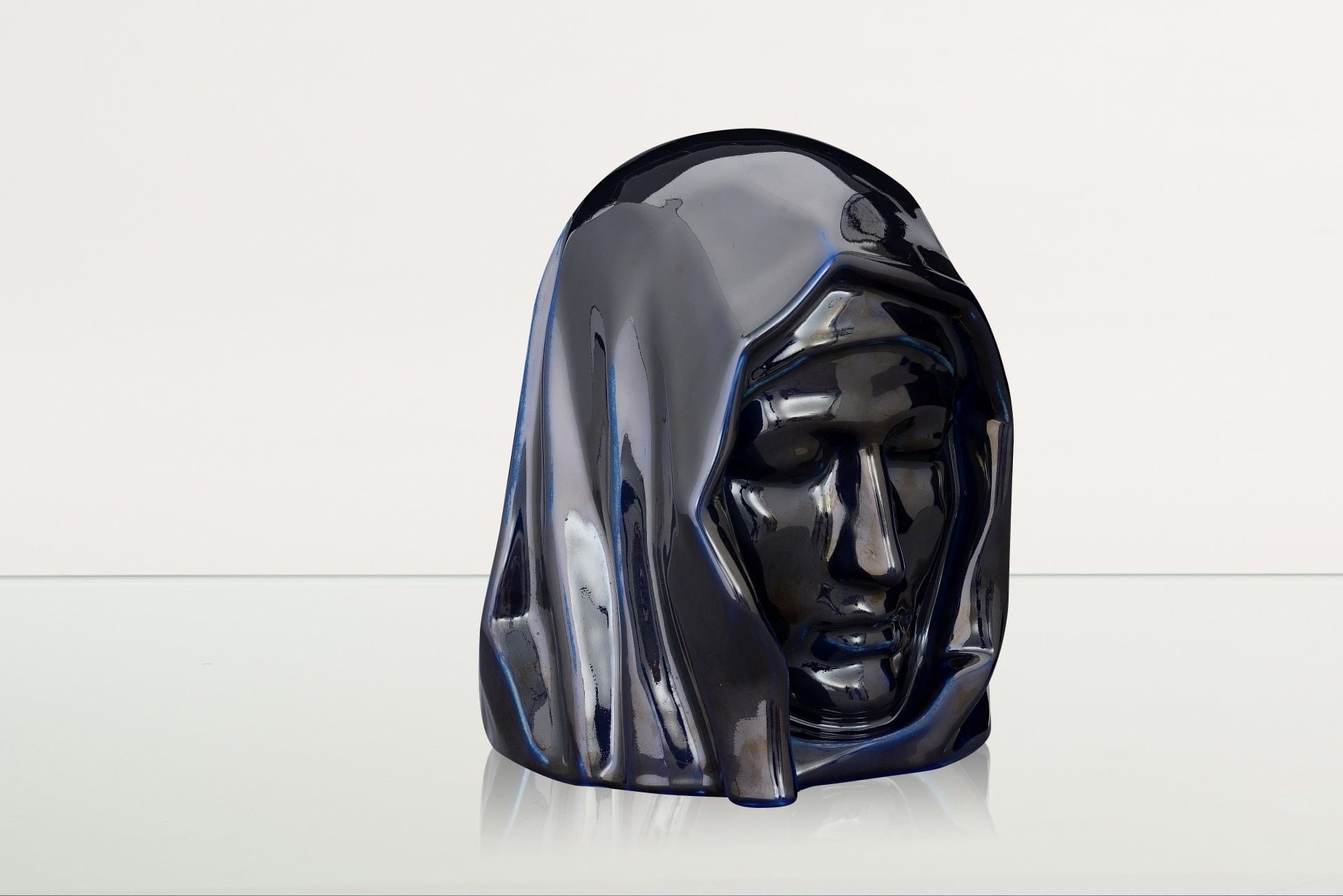 Handmade Cremation Urn for Ashes "The Holy Mother" - Large | Cobalt Metallic | Ceramic - Pulvis Art Urns