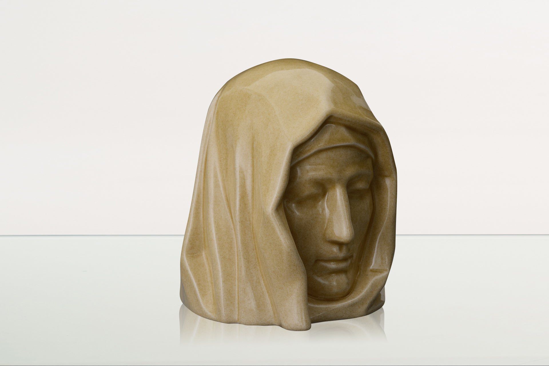 Handmade Cremation Urn for Ashes "The Holy Mother" - Large | Light Sand | Ceramic Urn - Pulvis Art Urns