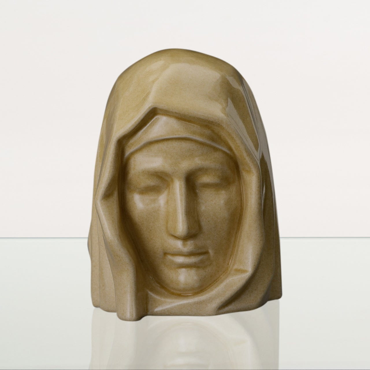 Handmade Cremation Urn for Ashes "The Holy Mother" - Large | Light Sand | Ceramic Urn - Pulvis Art Urns