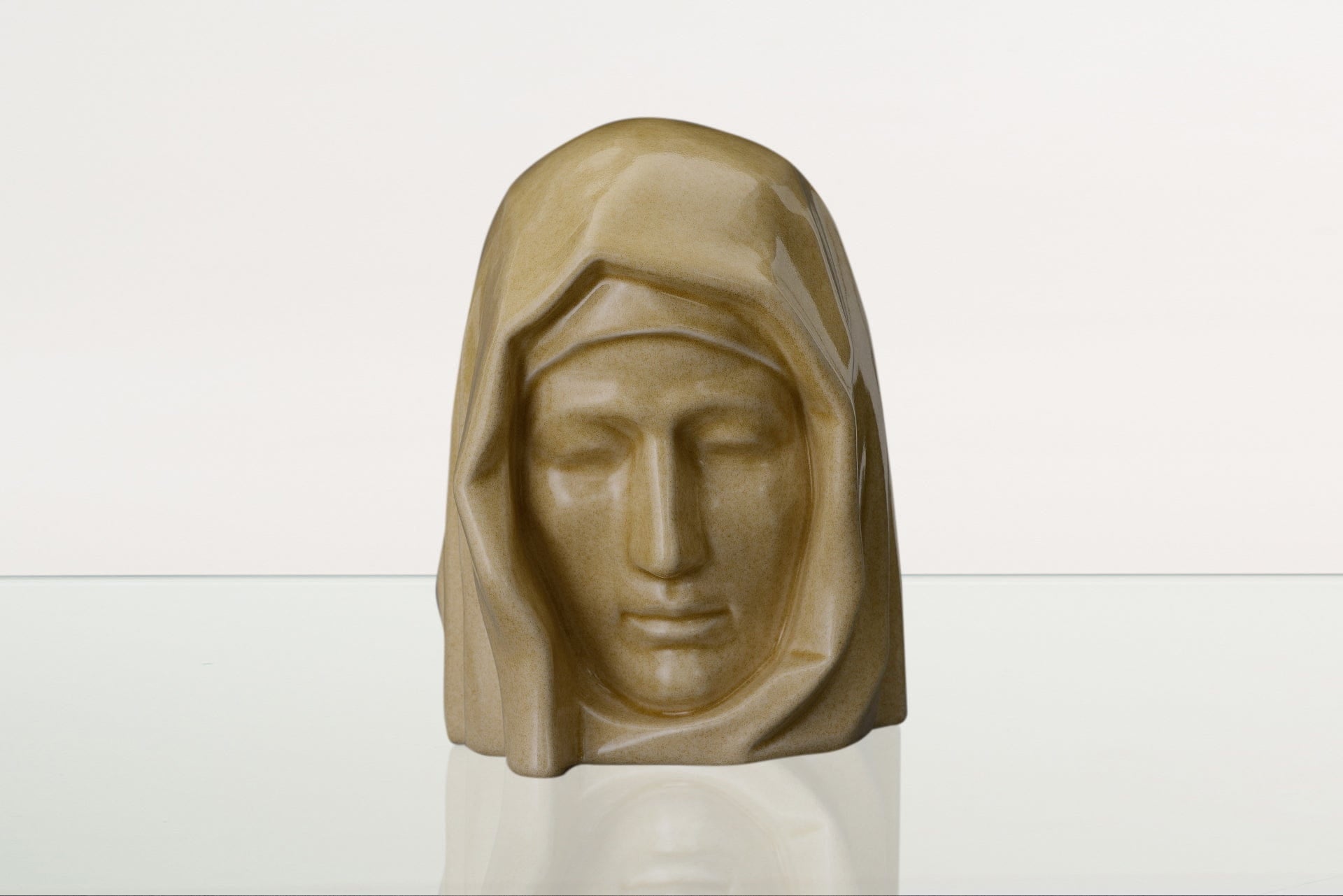 Handmade Cremation Urn for Ashes "The Holy Mother" - Large | Light Sand | Ceramic Urn - Pulvis Art Urns