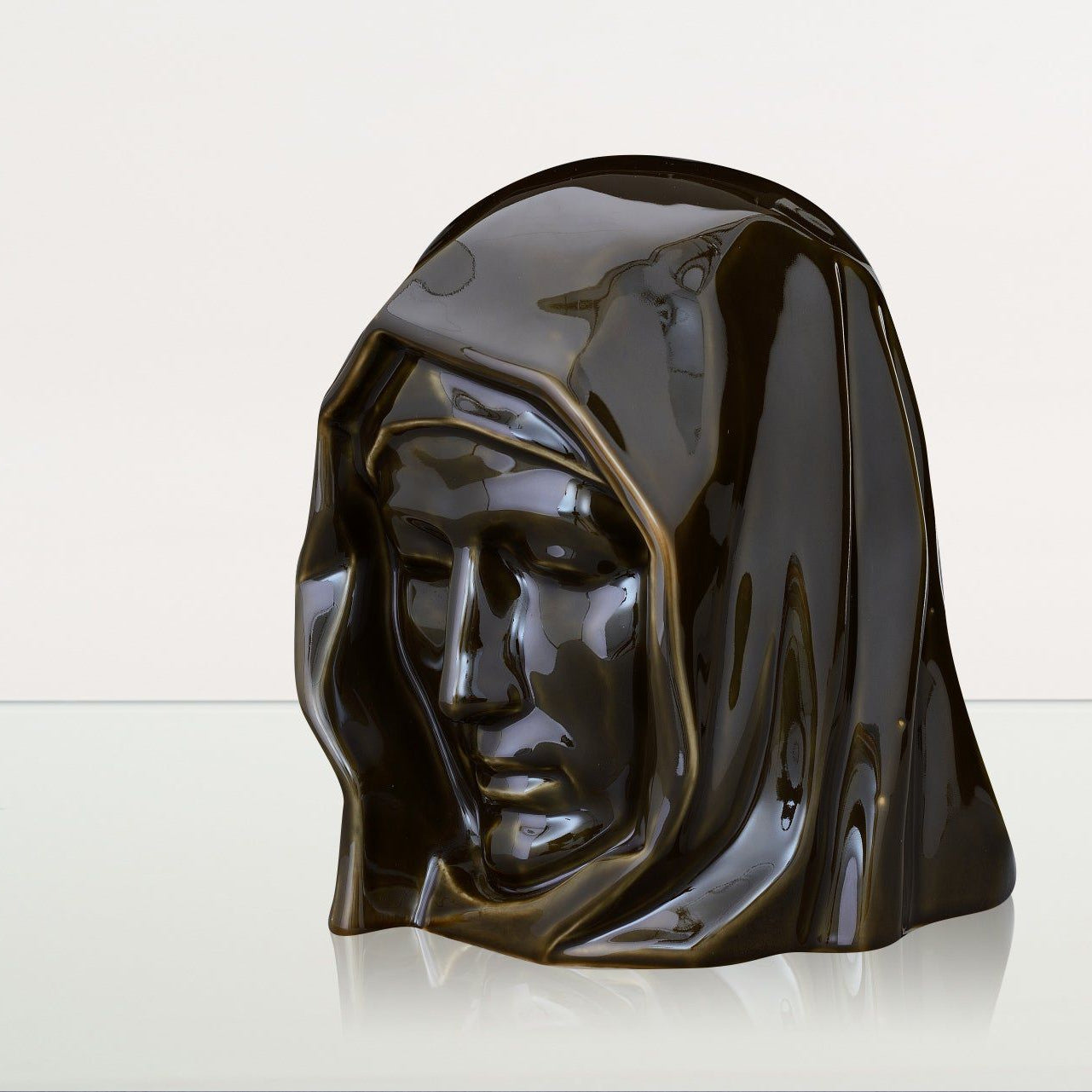 Handmade Cremation Urn for Ashes "The Holy Mother" - Large | Oily Green | Ceramic Urn - Pulvis Art Urns