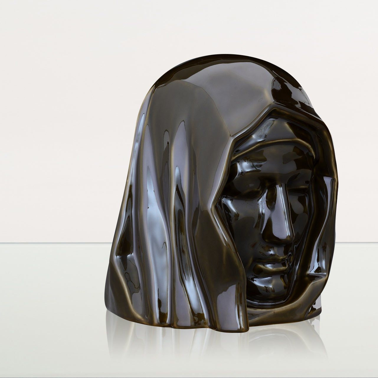 Handmade Cremation Urn for Ashes "The Holy Mother" - Large | Oily Green | Ceramic Urn - Pulvis Art Urns