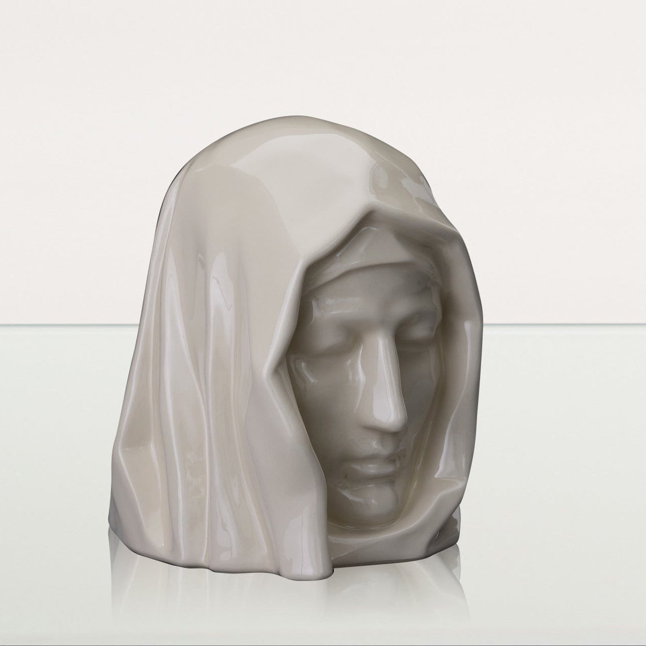 Handmade Cremation Urn for Ashes "The Holy Mother" - Large | Off-white | Ceramic Urn - Pulvis Art Urns