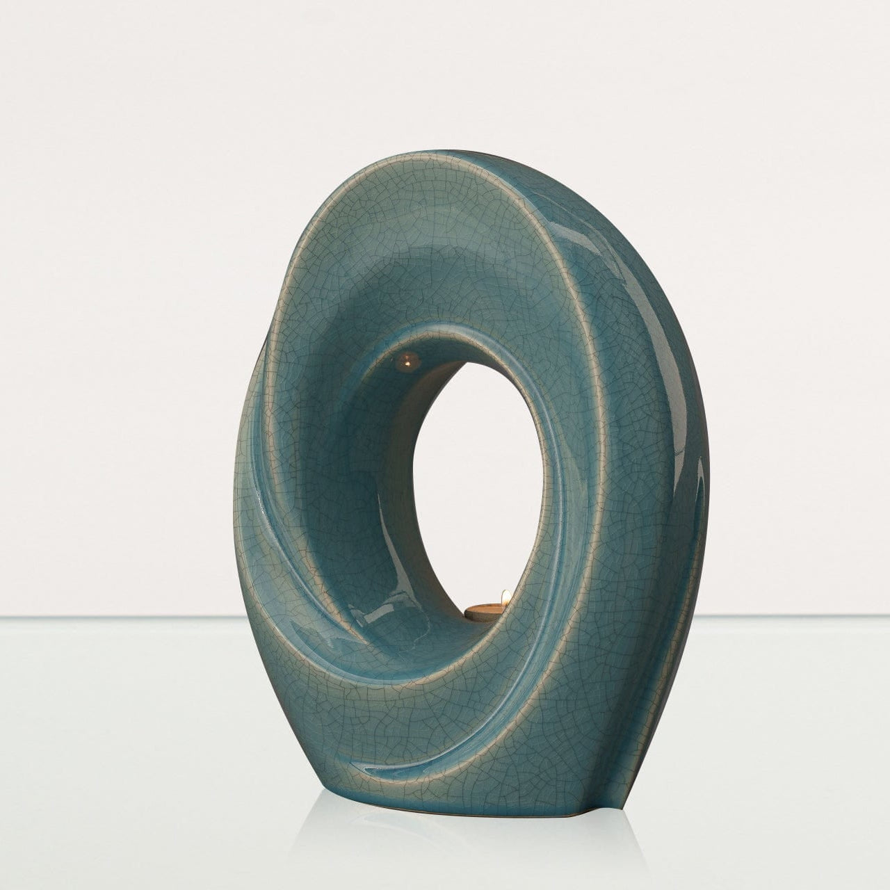 Handmade Cremation Urn for Ashes "The Passage" - Large | Blue Craquelure - Pulvis Art Urns