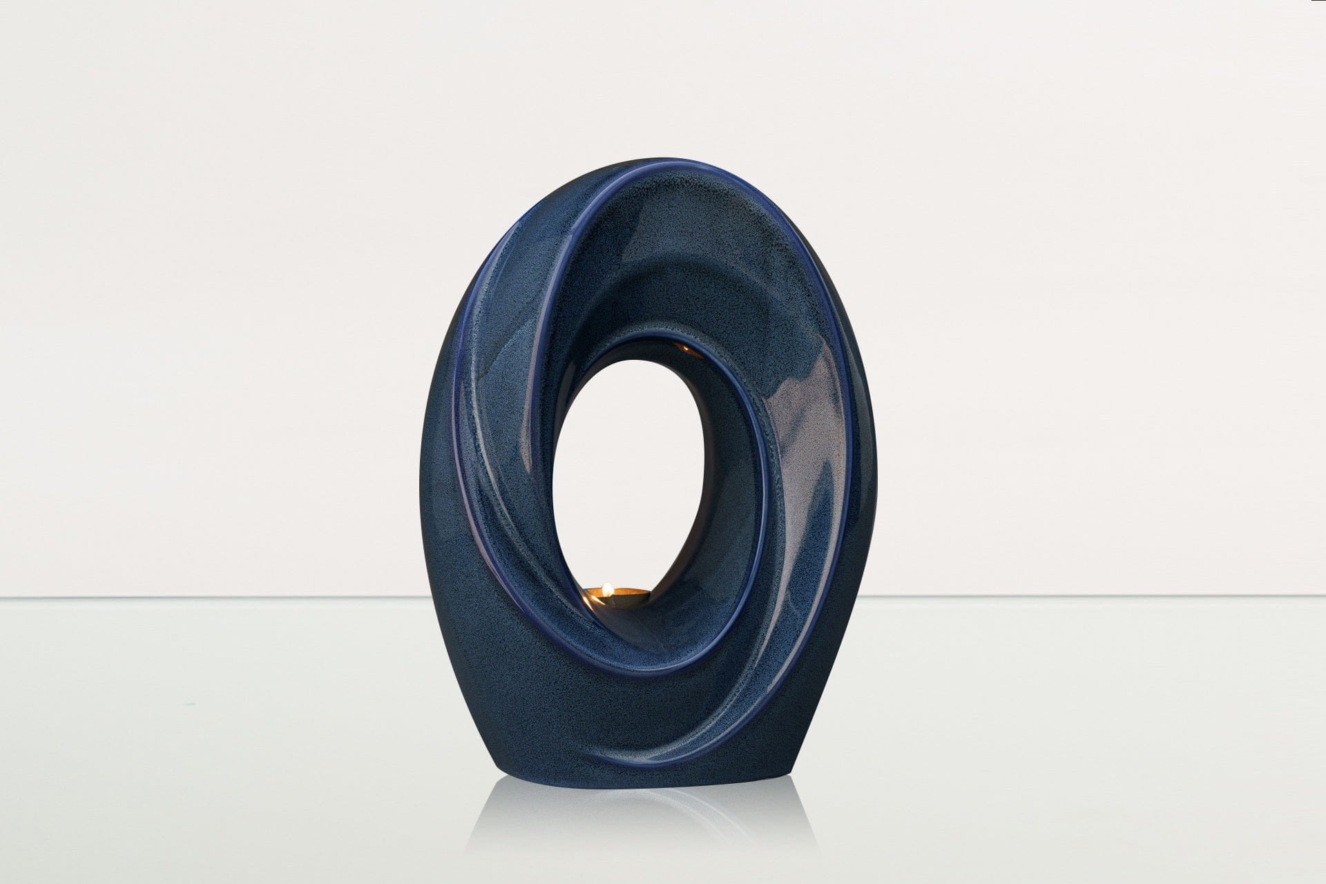 Handmade Cremation Urn for Ashes "The Passage" - Large Ceramic Urn | Blue Melange - Pulvis Art Urns