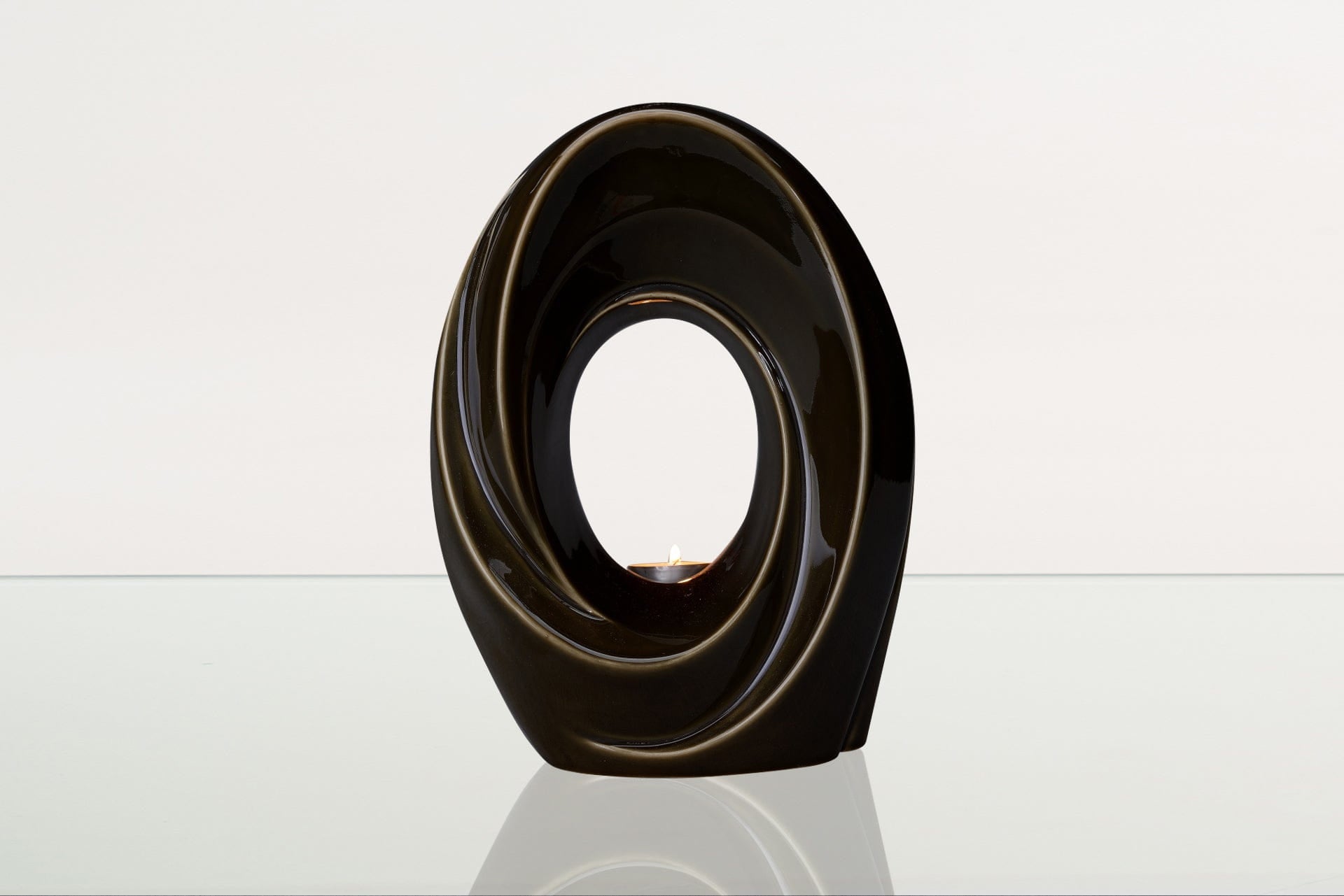 Handmade Cremation Urn for Ashes "The Passage" - Large | Oily Green | Ceramic Urn - Pulvis Art Urns