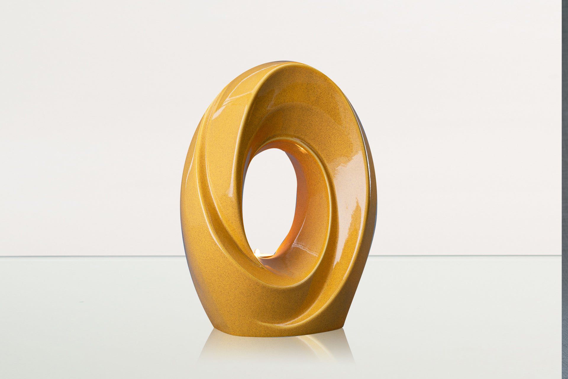 Handmade Cremation Urn for Ashes "The Passage" - Large Urn | Amber Yellow | Ceramic - Pulvis Art Urns