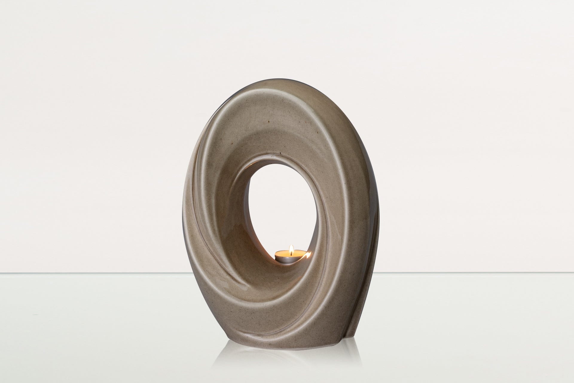 Handmade Cremation Urn for Ashes "The Passage" - Large Urn | Beige Grey | Ceramic - Pulvis Art Urns