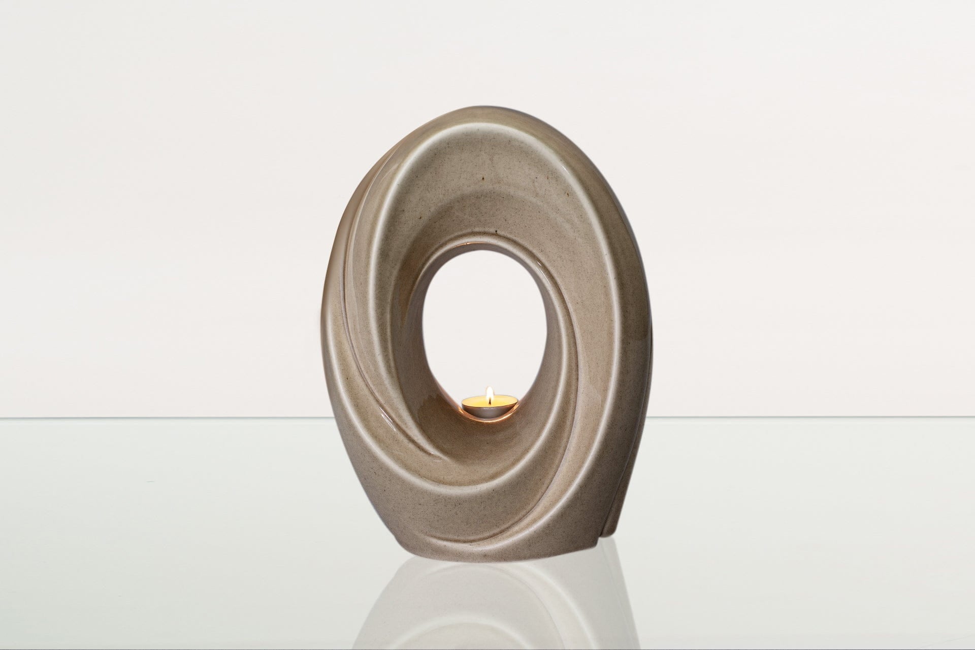 Handmade Cremation Urn for Ashes "The Passage" - Large Urn | Beige Grey | Ceramic - Pulvis Art Urns