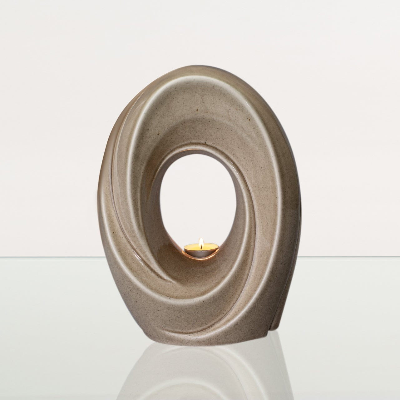 Handmade Cremation Urn for Ashes "The Passage" - Large Urn | Beige Grey | Ceramic - Pulvis Art Urns