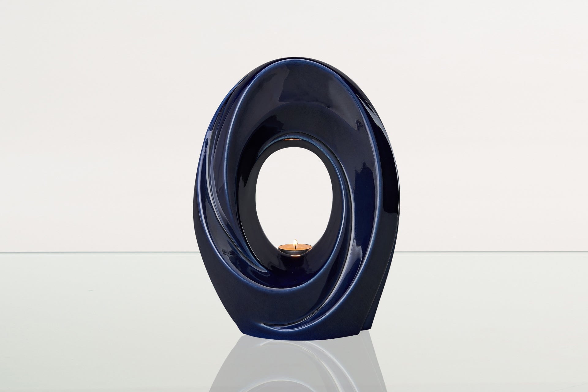 Handmade Cremation Urn for Ashes "The Passage" - Large Urn | Cobalt Metallic | Ceramic - Pulvis Art Urns