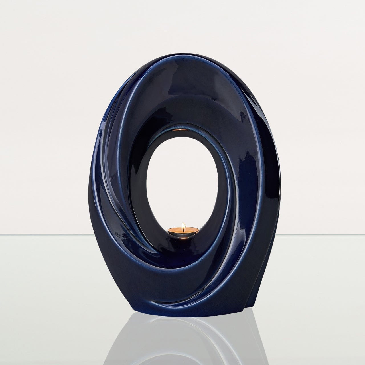 Handmade Cremation Urn for Ashes "The Passage" - Large Urn | Cobalt Metallic | Ceramic - Pulvis Art Urns