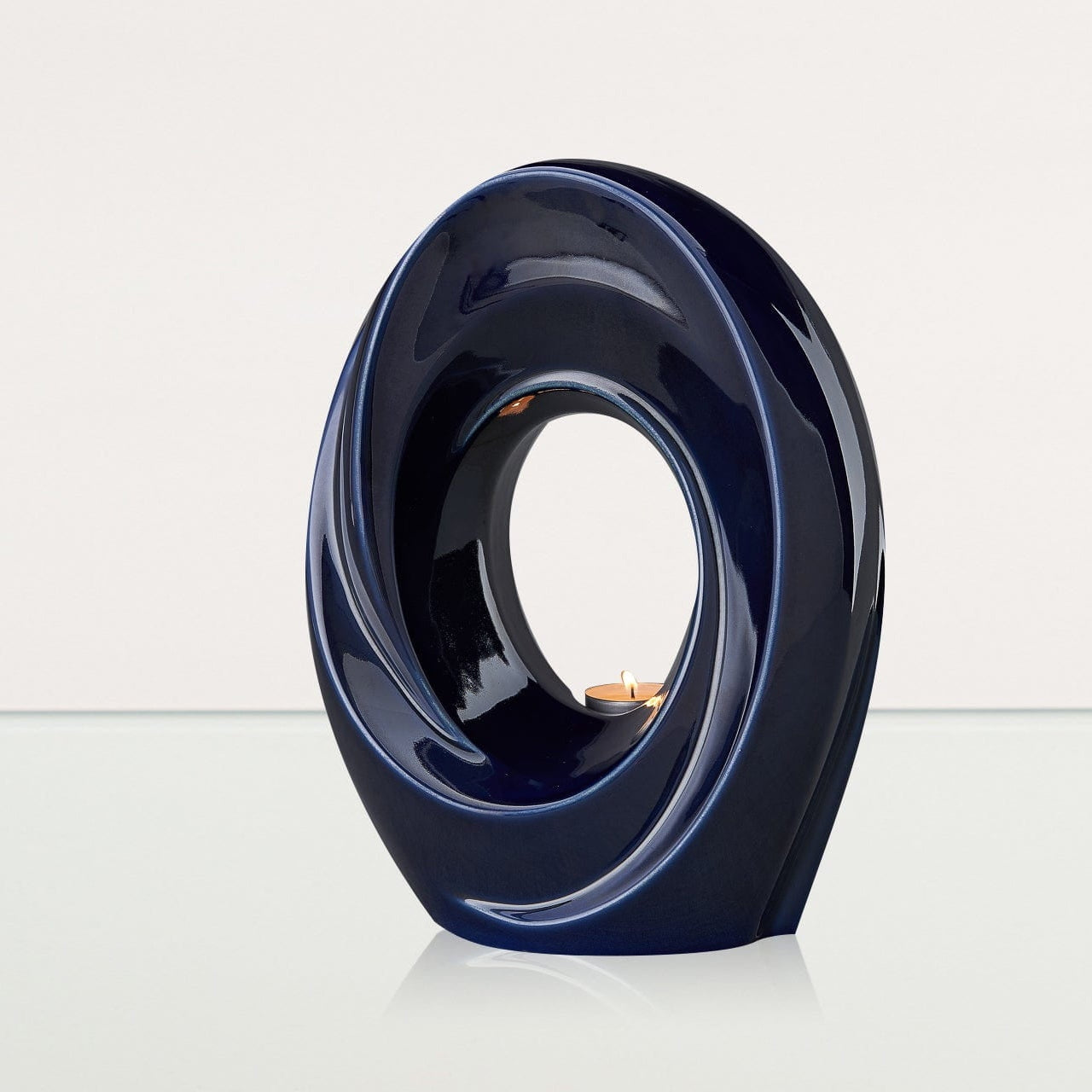 Handmade Cremation Urn for Ashes "The Passage" - Large Urn | Cobalt Metallic | Ceramic - Pulvis Art Urns