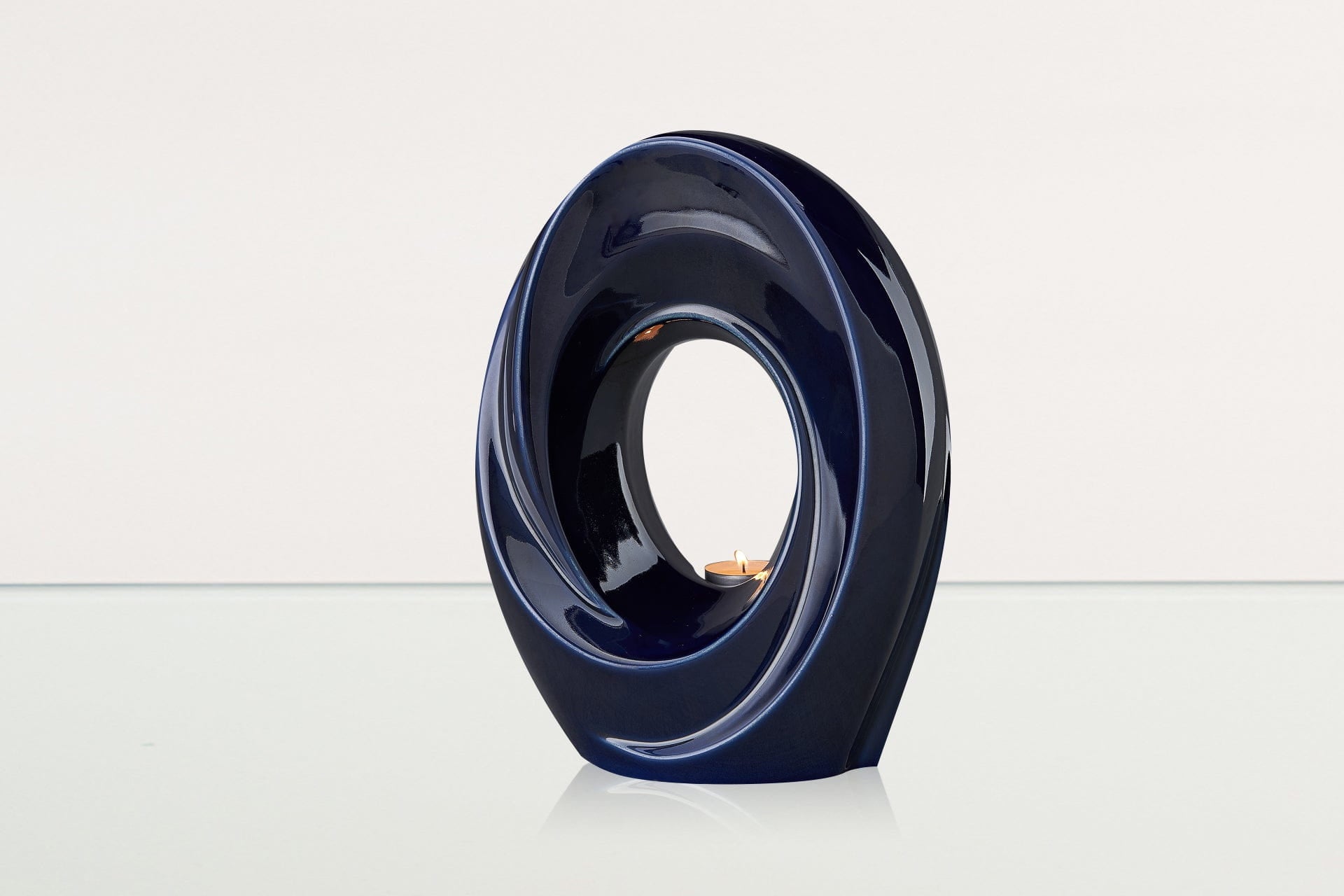 Handmade Cremation Urn for Ashes "The Passage" - Large Urn | Cobalt Metallic | Ceramic - Pulvis Art Urns