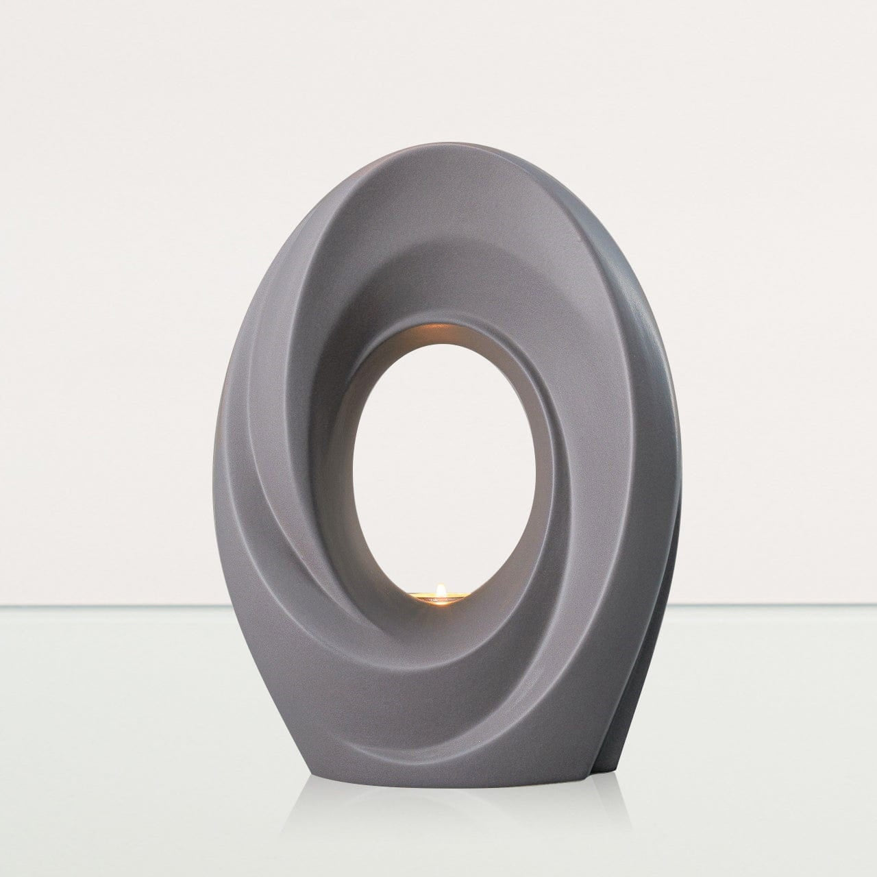 Handmade Cremation Urn for Ashes "The Passage" - Large Urn | Gray Matte | Ceramic - Pulvis Art Urns