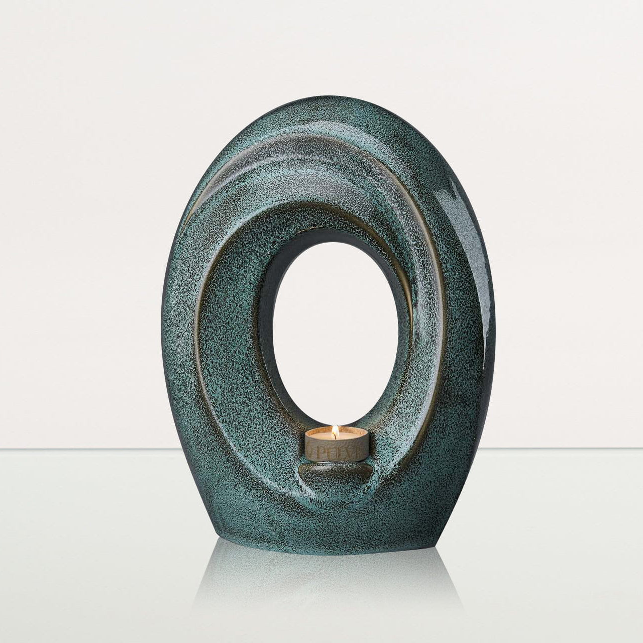 Handmade Cremation Urn for Ashes "The Passage" - Large Urn | Oily Green Melange - Pulvis Art Urns