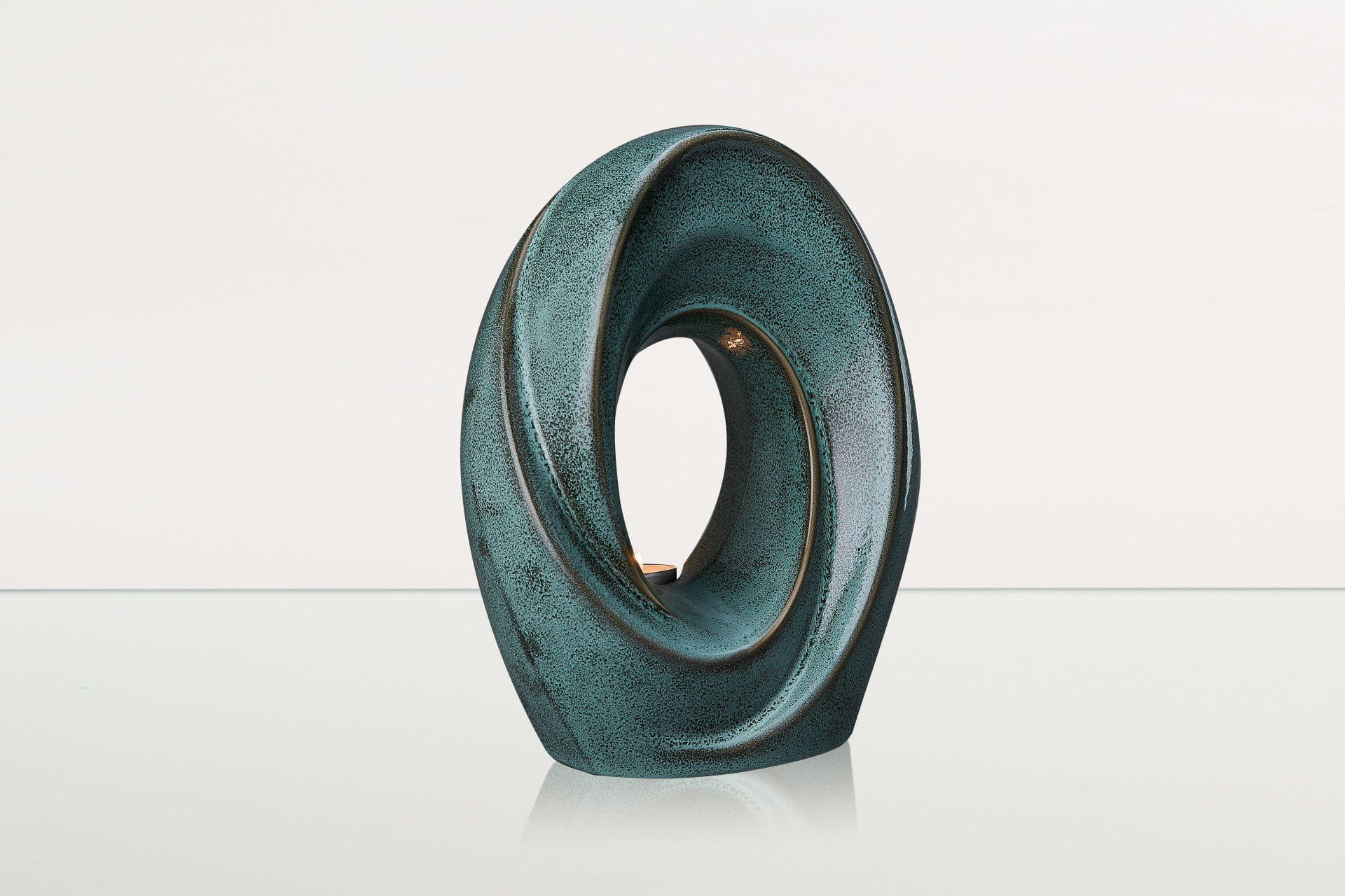 Handmade Cremation Urn for Ashes "The Passage" - Large Urn | Oily Green Melange - Pulvis Art Urns