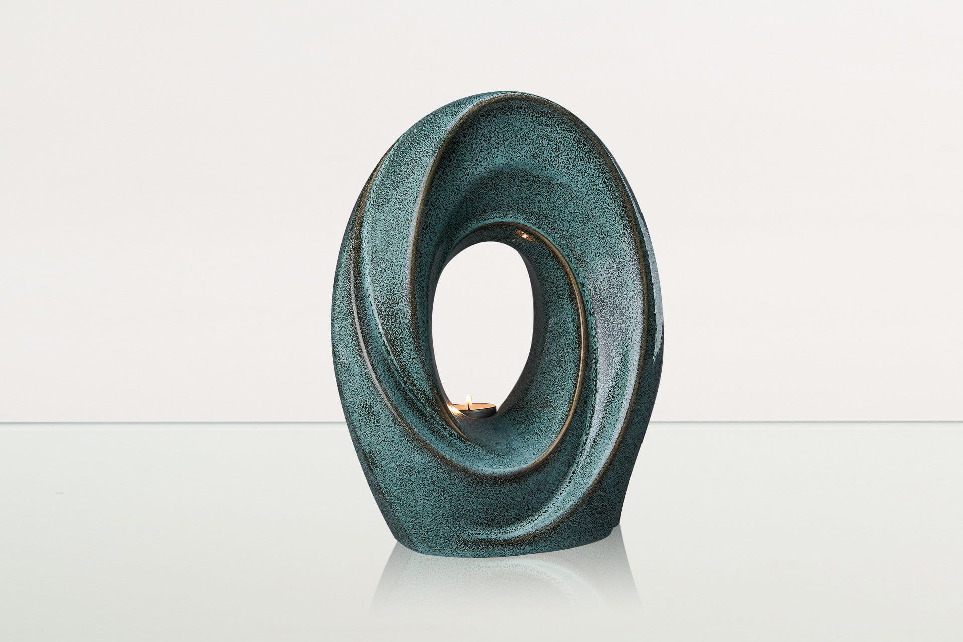 Handmade Cremation Urn for Ashes "The Passage" - Large Urn | Oily Green Melange - Pulvis Art Urns