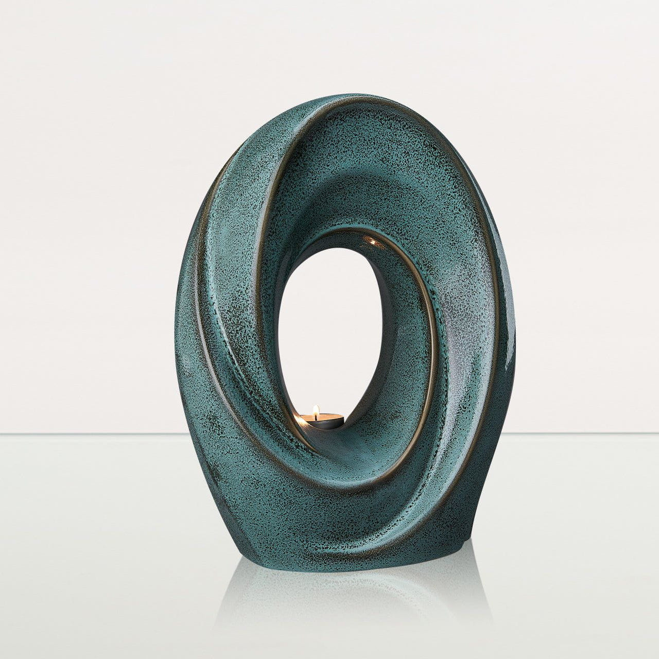 Handmade Cremation Urn for Ashes "The Passage" - Large Urn | Oily Green Melange - Pulvis Art Urns