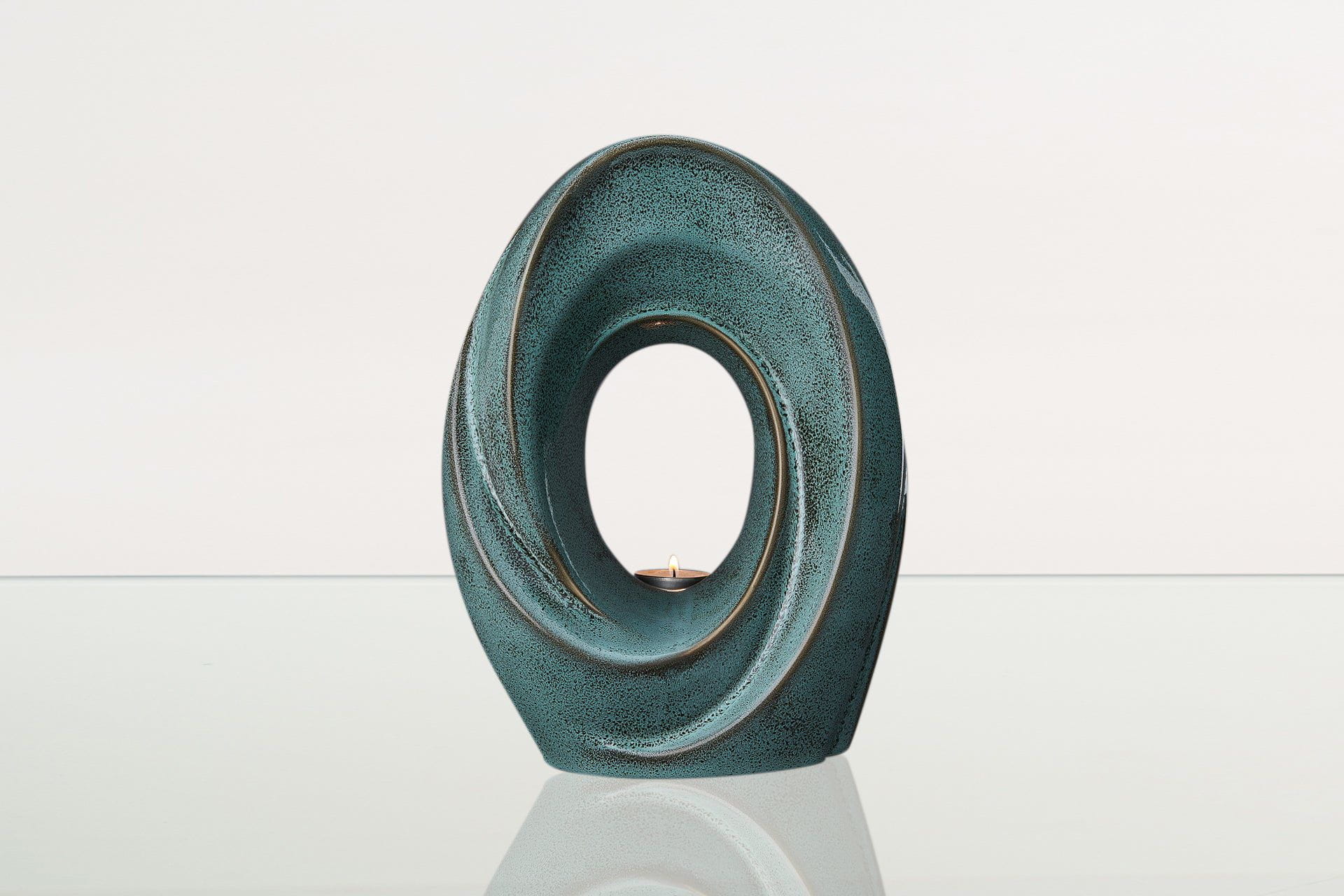 Handmade Cremation Urn for Ashes "The Passage" - Large Urn | Oily Green Melange - Pulvis Art Urns