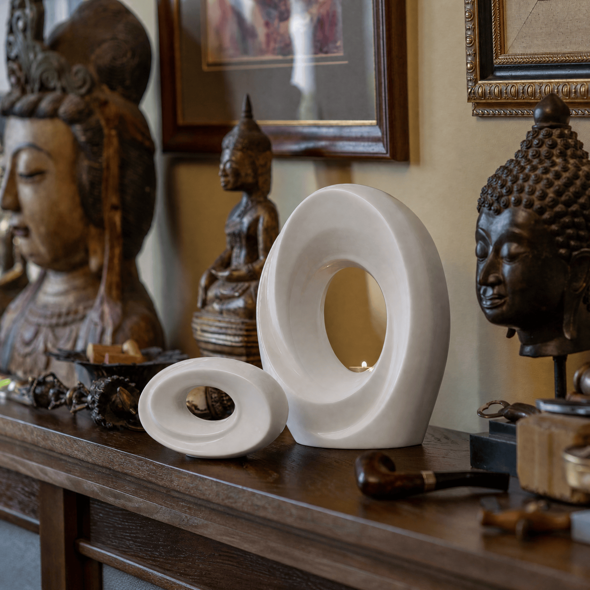 Pulvis Art Urns Adult Size Urn Handmade Cremation Urn for Ashes "The Passage" - Large Urn | White | Ceramic