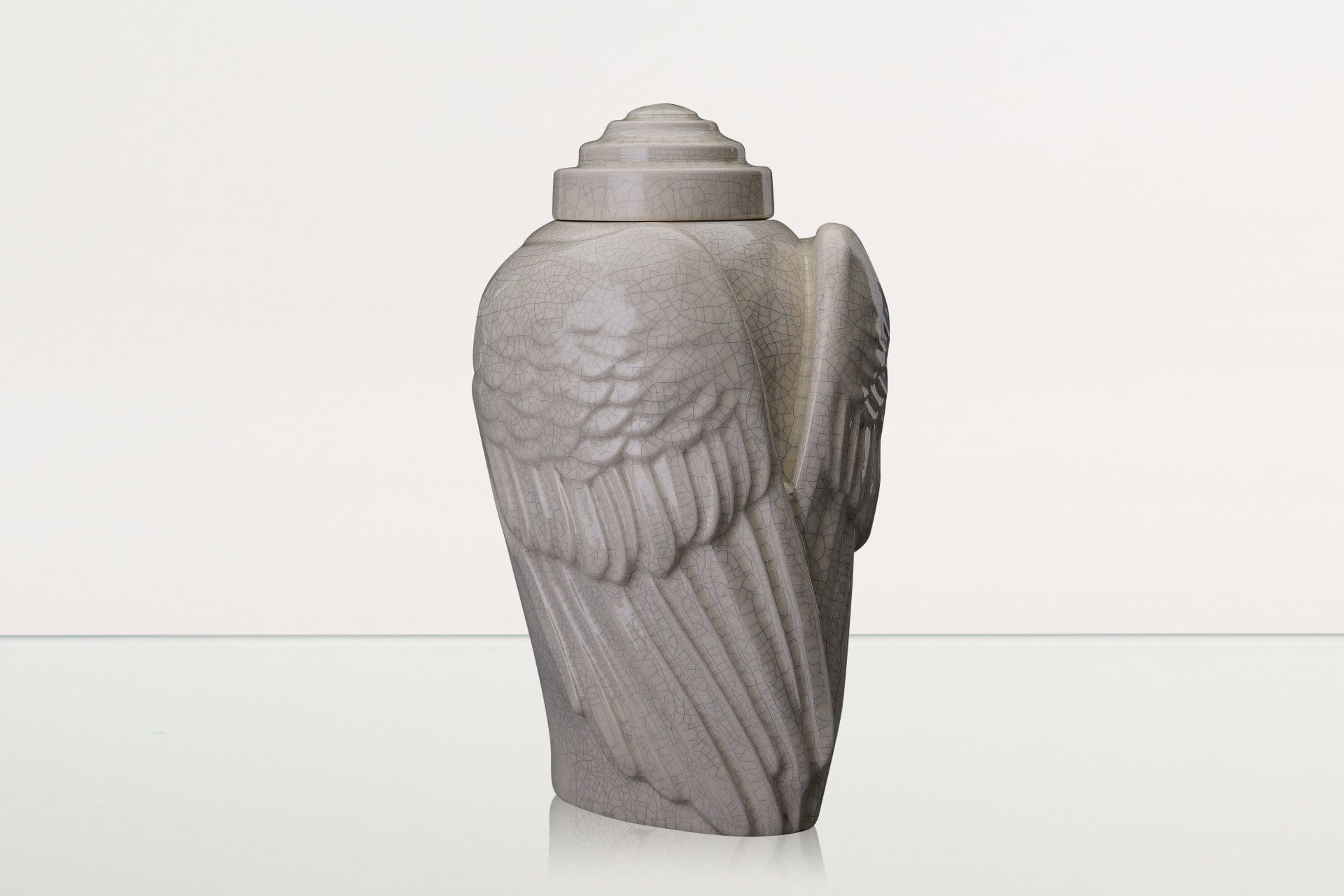 Handmade Cremation Urn for Ashes "Wings" - Large | Craquelure | Ceramic Urn - Pulvis Art Urns