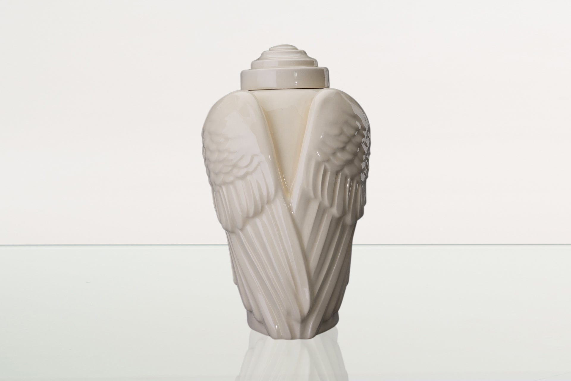 Handmade Cremation Urn for Ashes "Wings" - Large | Off-white | Ceramic Urn - Pulvis Art Urns