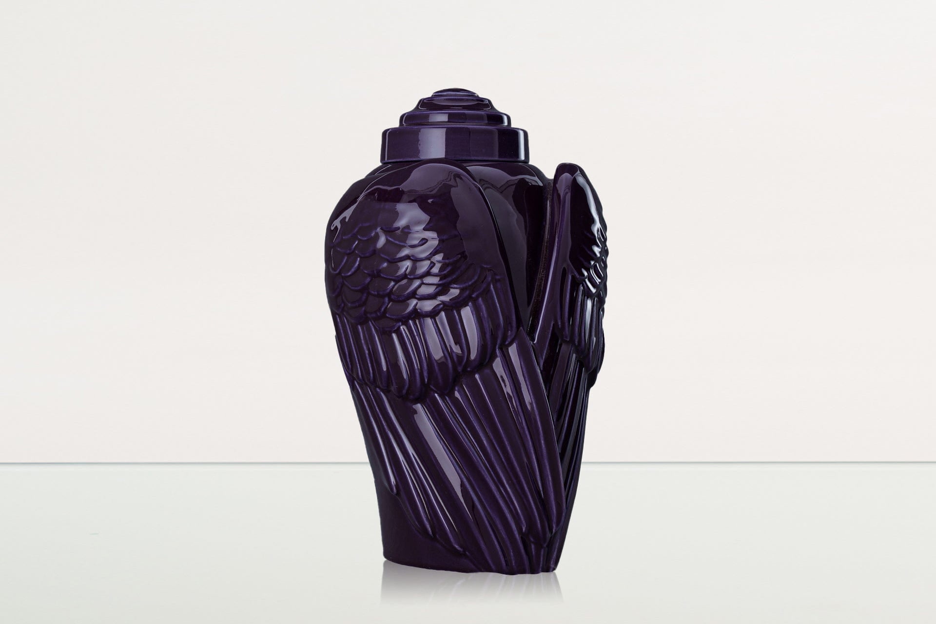 Handmade Cremation Urn for Ashes "Wings" - Large | Violet | Ceramic Urn - Pulvis Art Urns