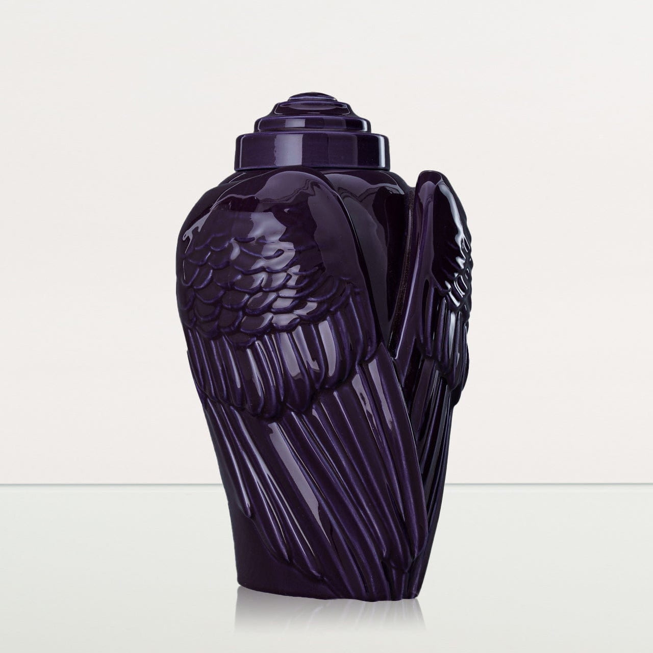 Handmade Cremation Urn for Ashes "Wings" - Large | Violet | Ceramic Urn - Pulvis Art Urns